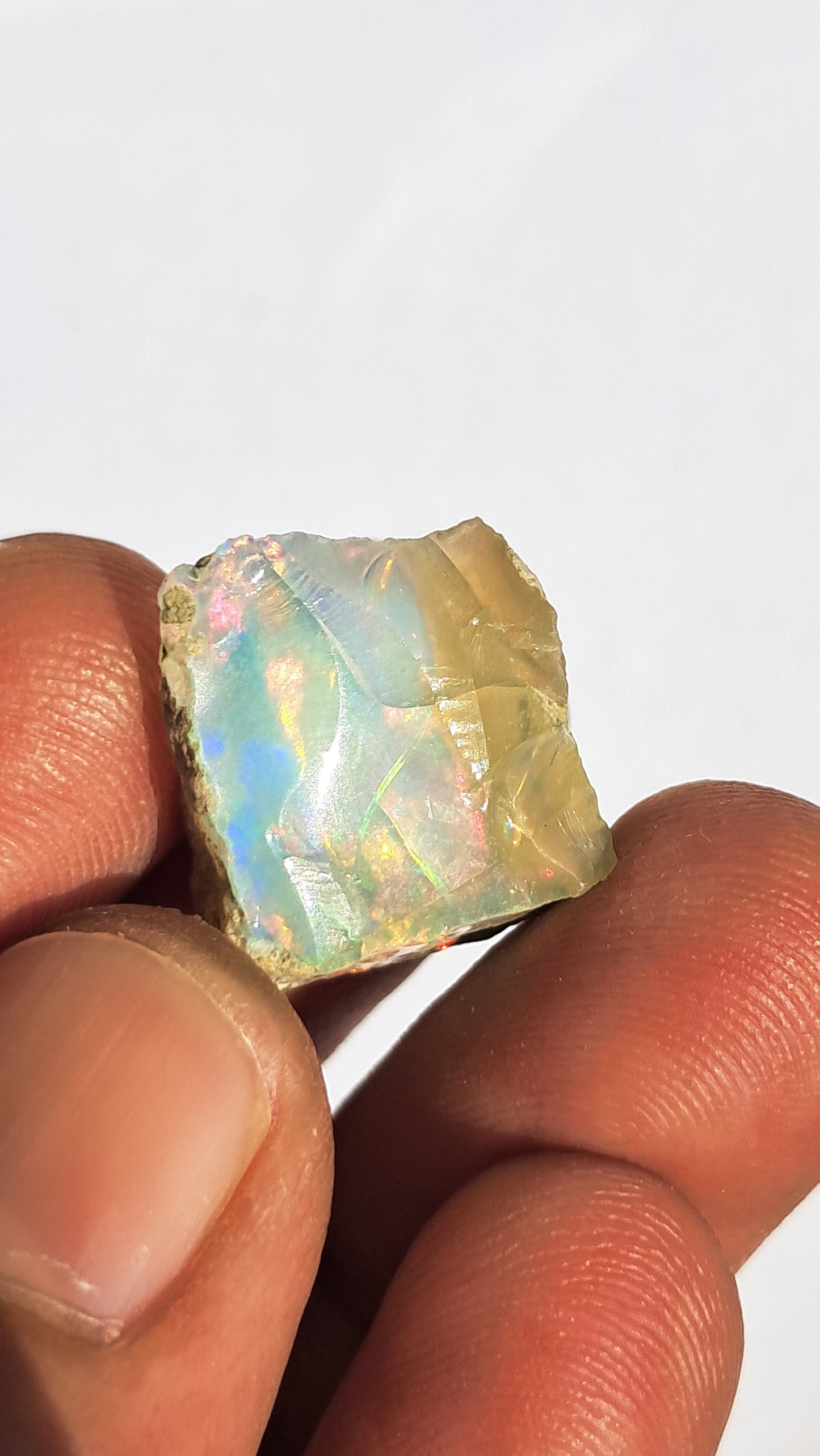 Natural Ethiopian Opal Rough | White Hydrophane Opal with Bright Play of Color #OP9