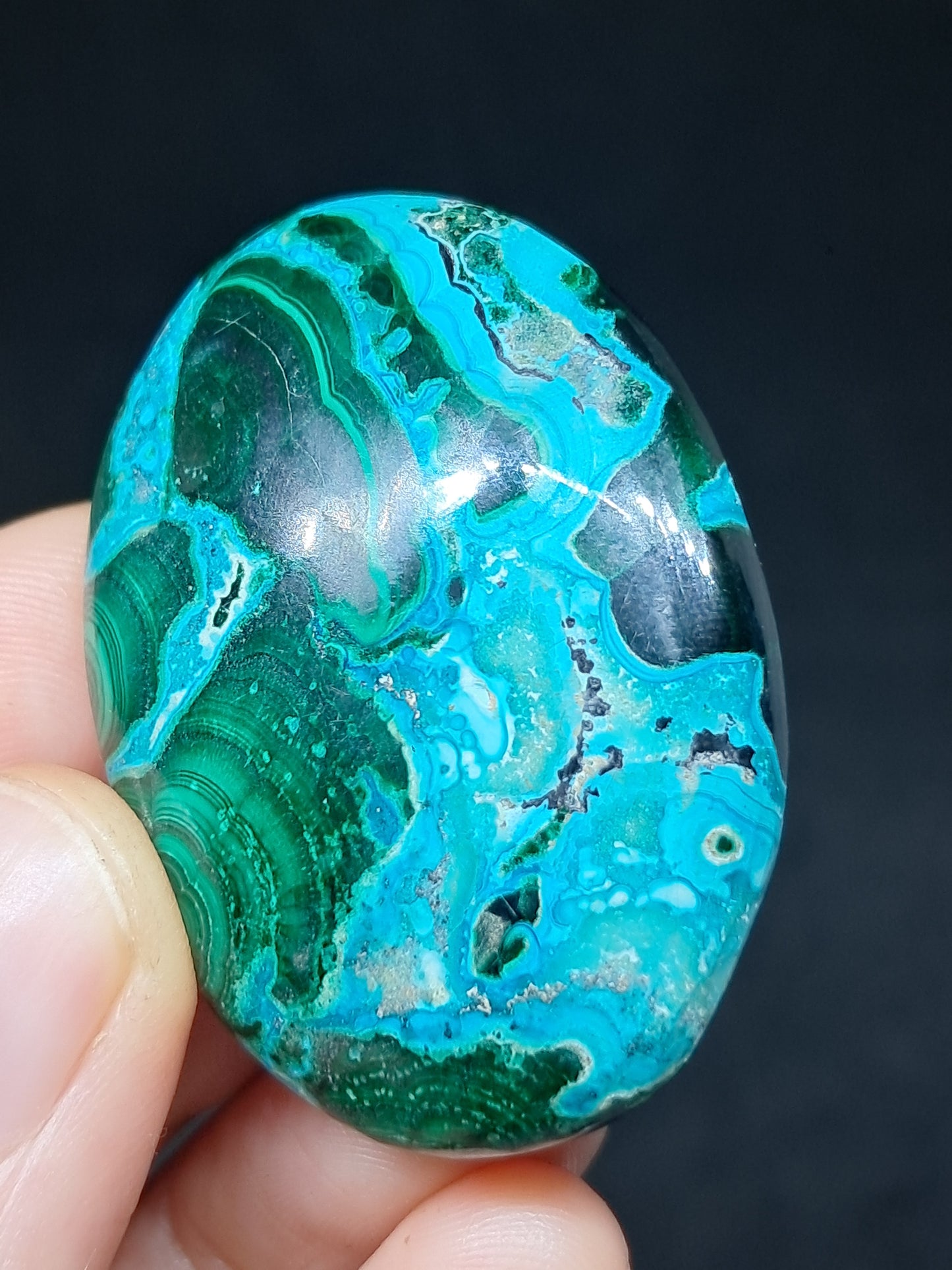 Chrysocolla w/ Malachite Palmstone | Good Quality Natural Stone