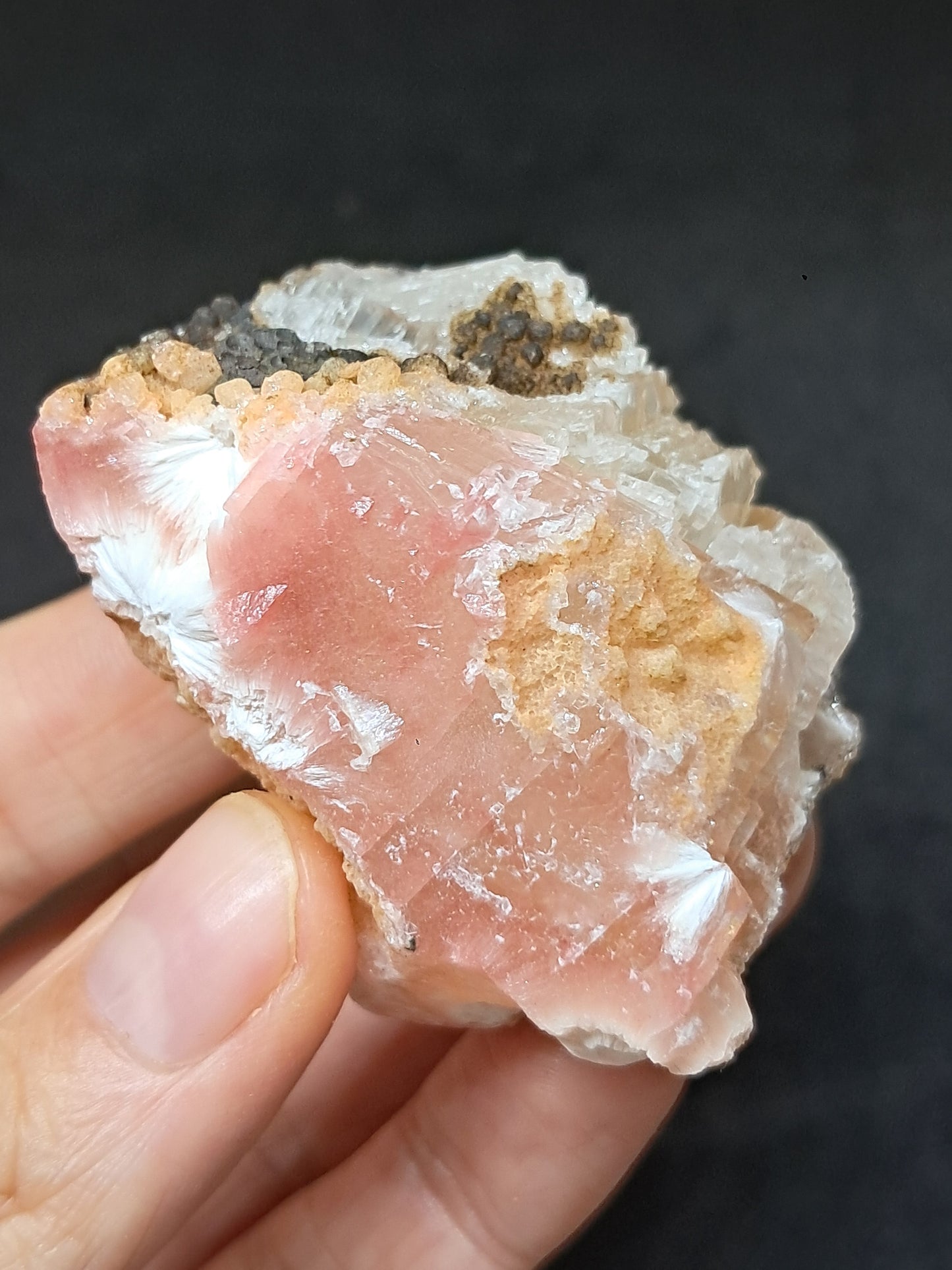 Calcita rojiza/rosa con mesolita *Hallazgo raro* (Pithampur) Cristal natural | Piedra en bruto | Espécimen mineral #CA36