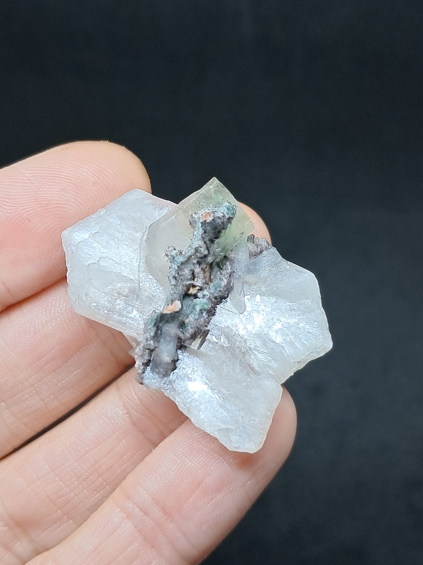 Apofilita Verde con Estilbita (Fluorapofilita) (Ajanta) Cristal Natural | Muestra Mineral #GA35