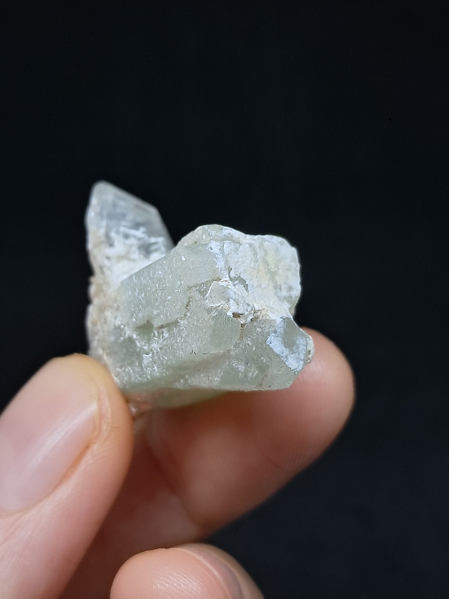Green Apophyllite Crystal w/ Okenite (Ajanta) Natural Point | Mineral Specimen #AP62