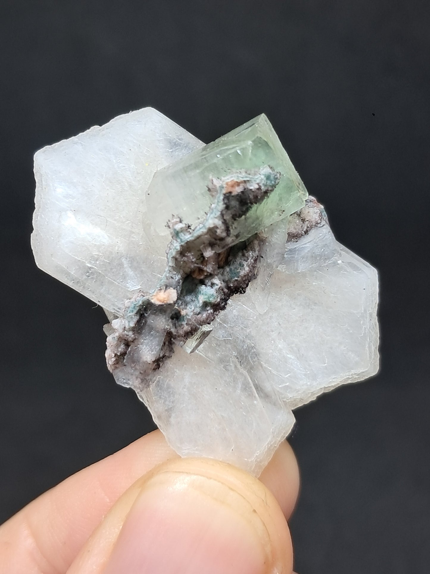 Apofilita Verde con Estilbita (Fluorapofilita) (Ajanta) Cristal Natural | Muestra Mineral #GA35