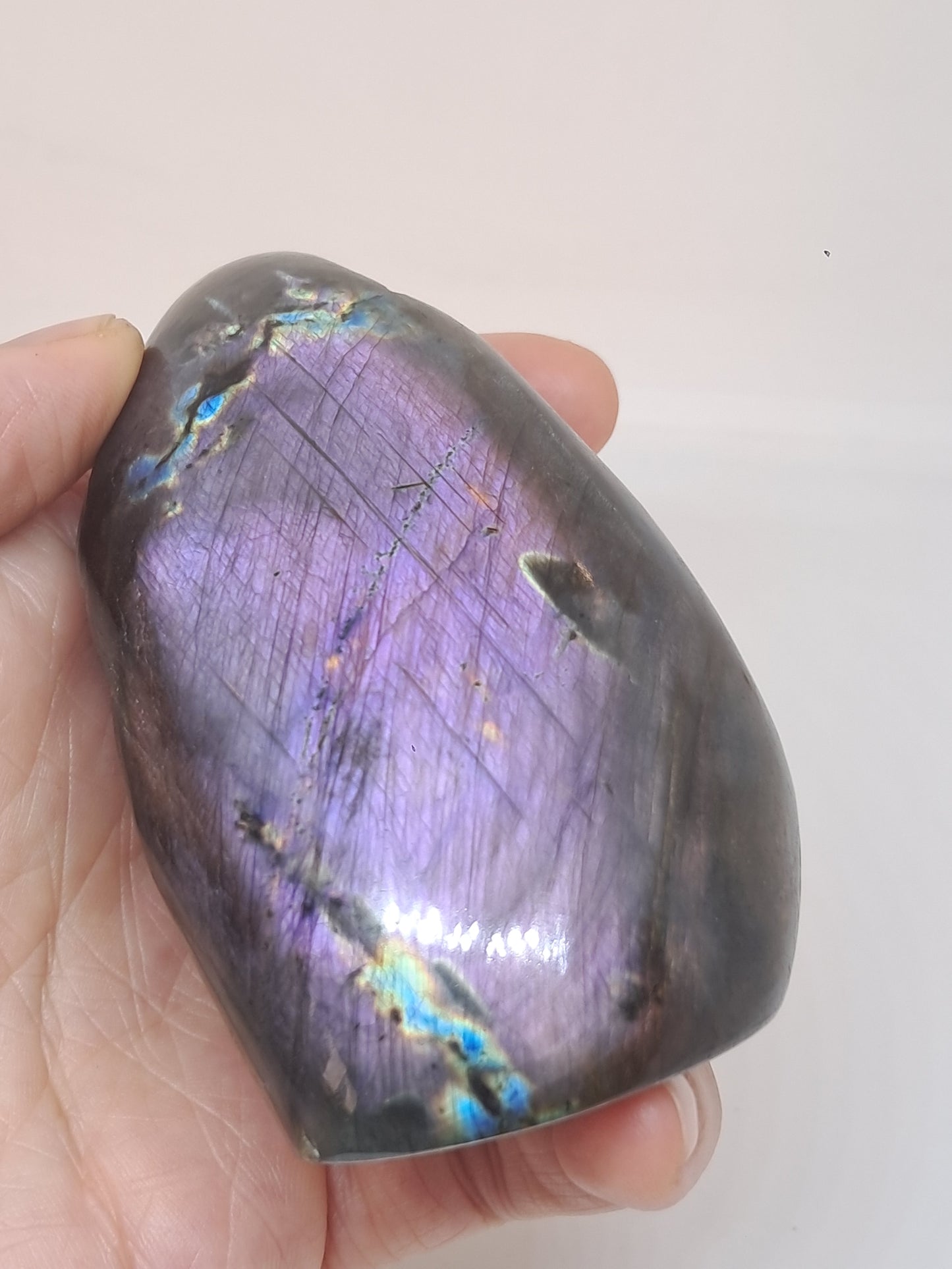 Labradorite |Natural Crystal | Half Polished Half Rough Stone | Purple Red Flash | Good Iridiscence #LB1