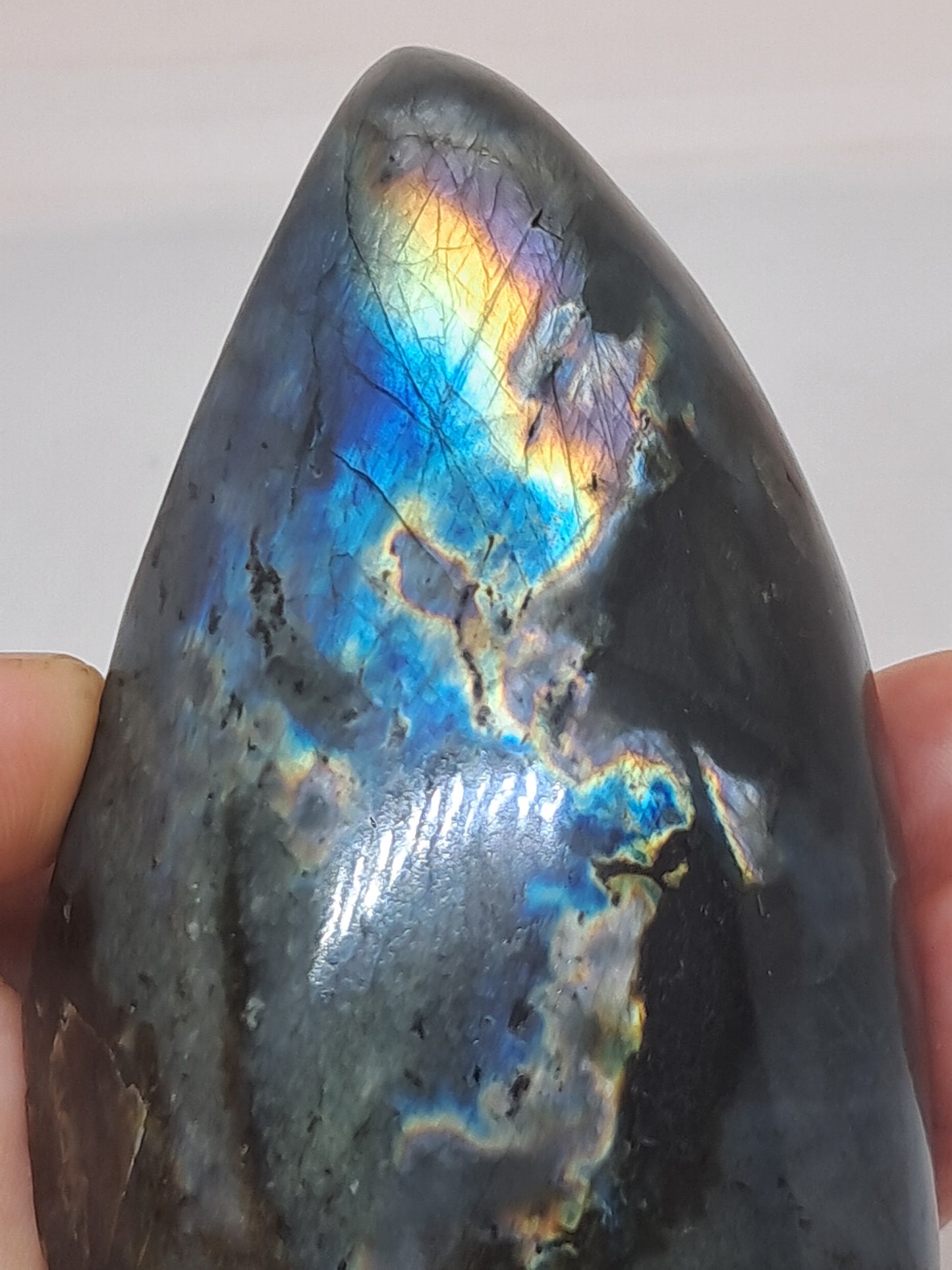 Labradorita | Cristal natural | Piedra semipulida y semipulida | Azul, amarillo y morado | Buena iridiscencia #LB2