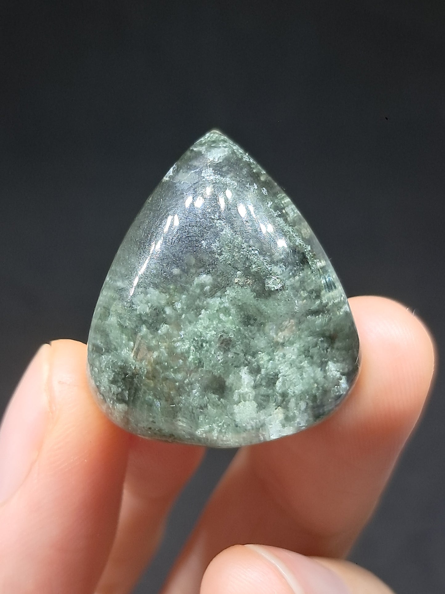 Chlorite Quartz w/ Rutile (Kullu) Half Rough Half Polished | Natural Stone | Cabochon #CH50