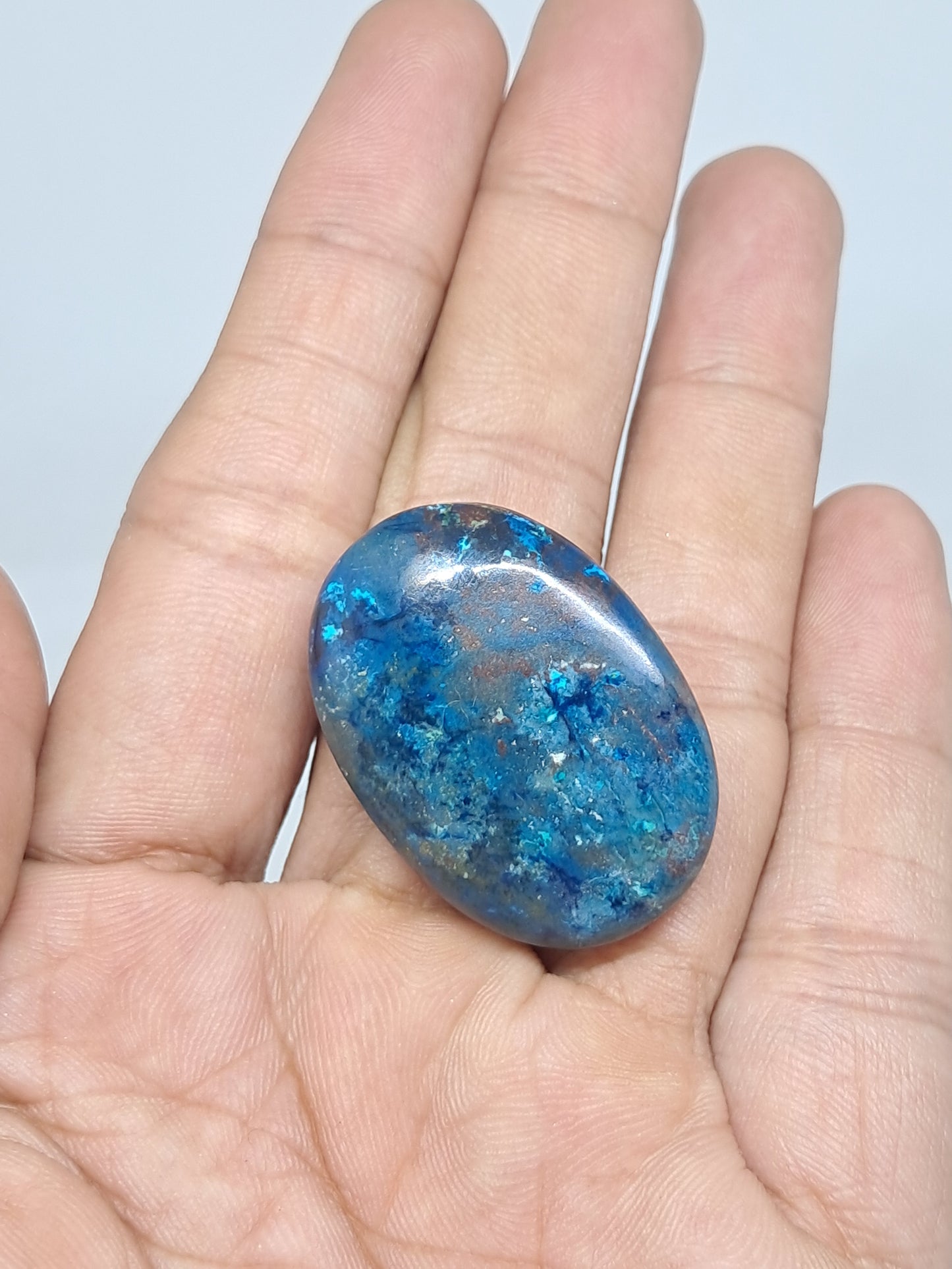 Chrysocolla w/ Azurite and Shattuckite Palmstone | Polished Natural Stone CM11