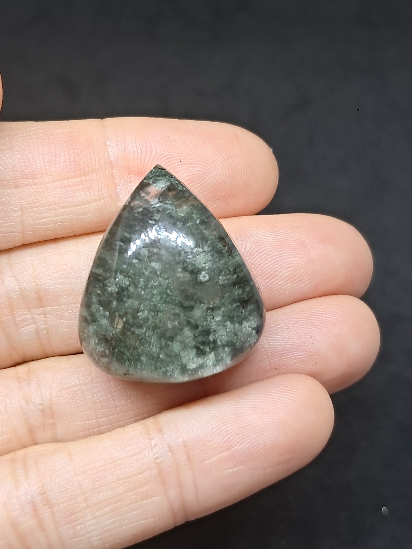 Chlorite Quartz w/ Rutile (Kullu) Half Rough Half Polished | Natural Stone | Cabochon #CH50