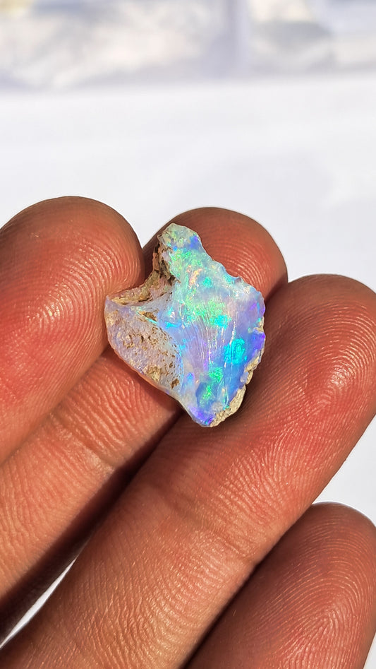 Natural Ethiopian Opal Rough | White Hydrophane Opal with Bright Play of Color #OP12