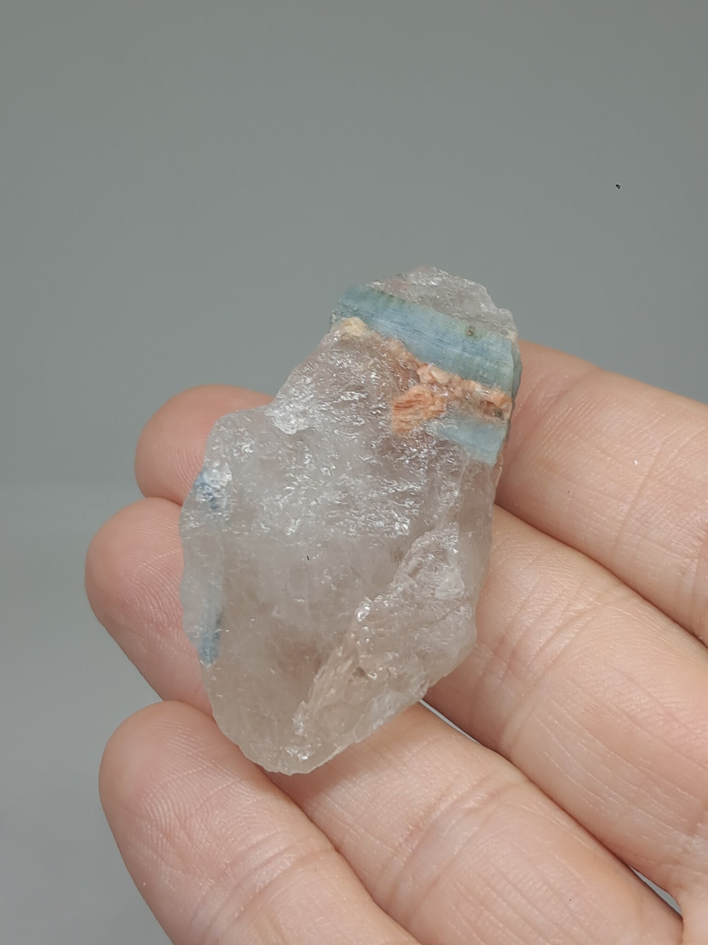 Aquamarine on Quartz (Karur) Rough Natural Crystal | Mineral Specimen #AQM45