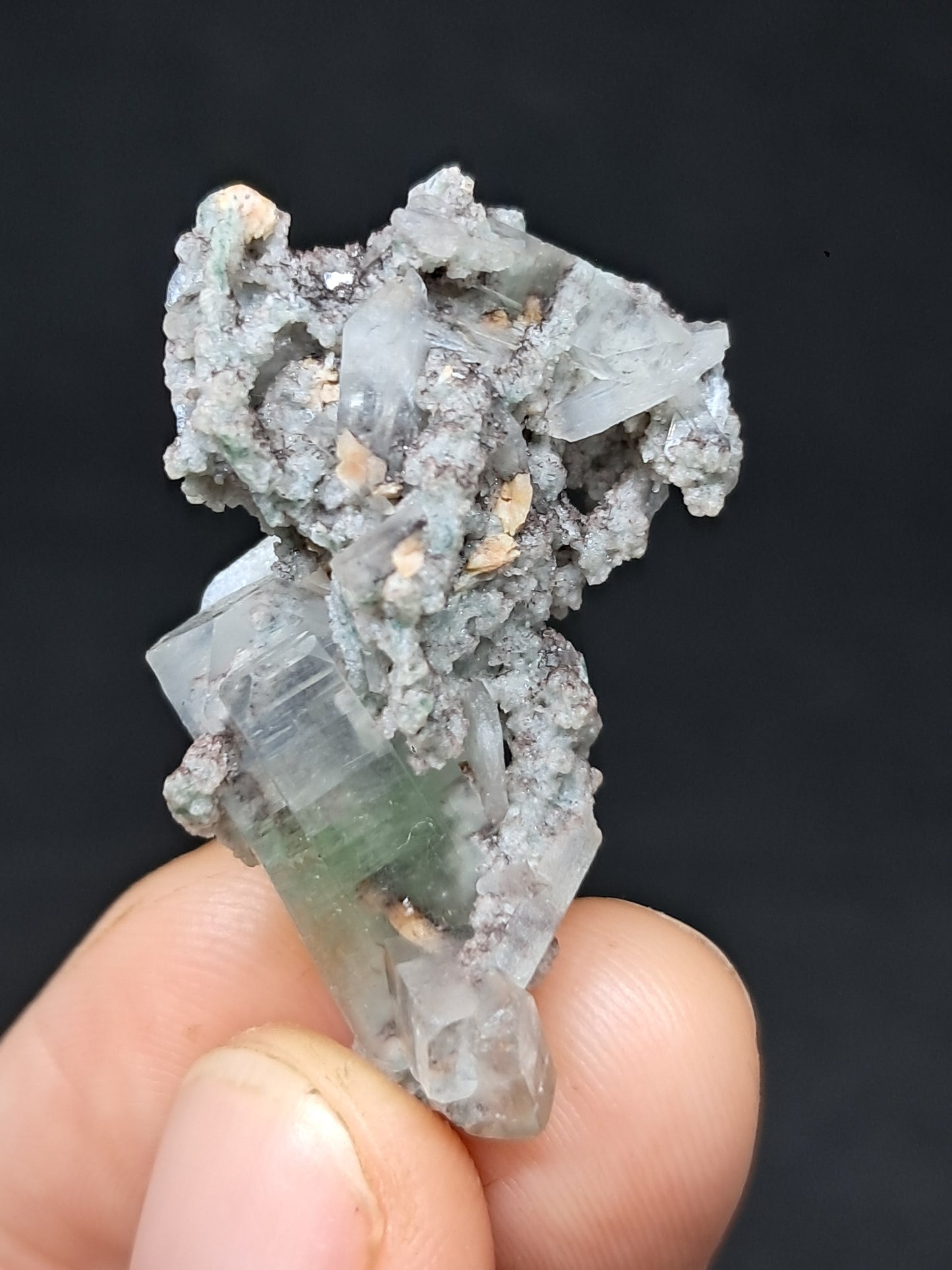 Green Apophyllite w/ Stilbite (Fluorapophyllite) (Ajanta) Natural Crystal | Mineral Specimen #GA42