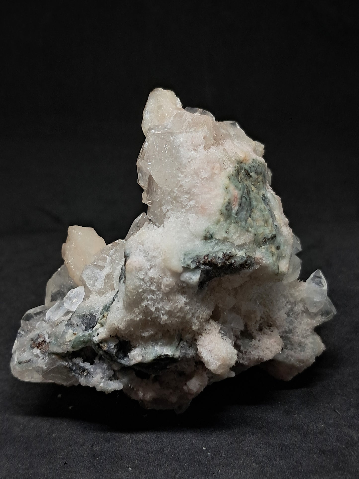 Clear Apophyllite w/ Stilbite (Ajanta) Natural Crystal Cluster | Mineral Specimen #AP38