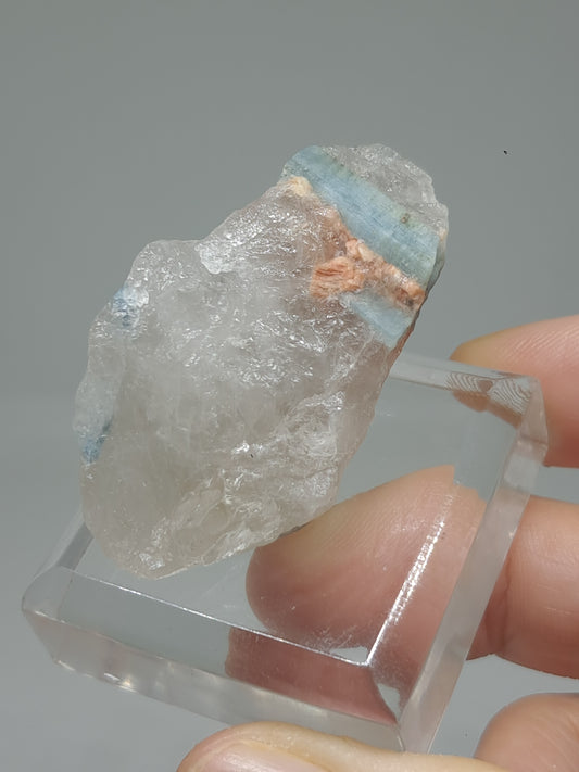 Aquamarine on Quartz (Karur) Rough Natural Crystal | Mineral Specimen #AQM45