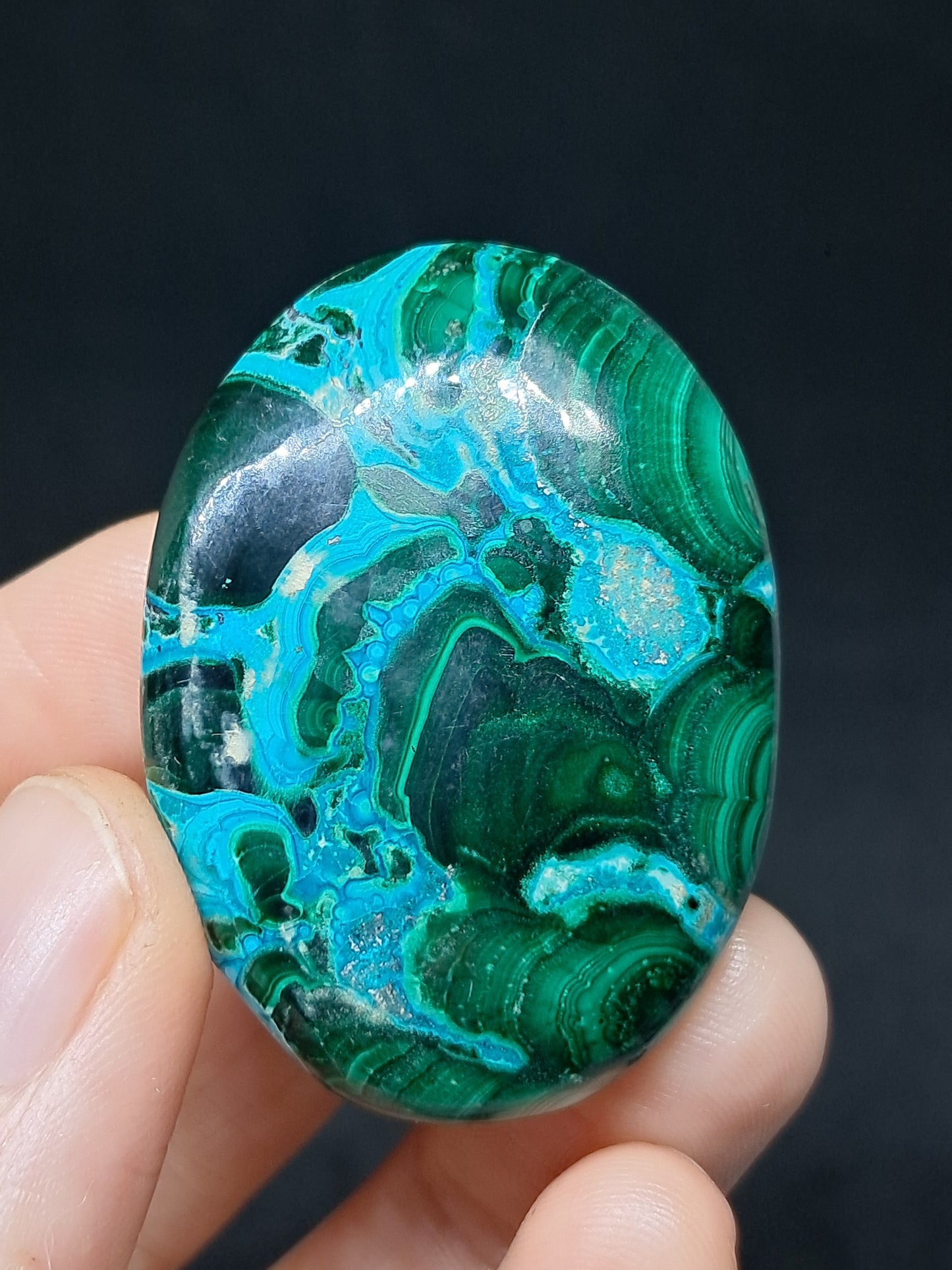 Chrysocolla w/ Malachite Palmstone | Good Quality Natural Stone