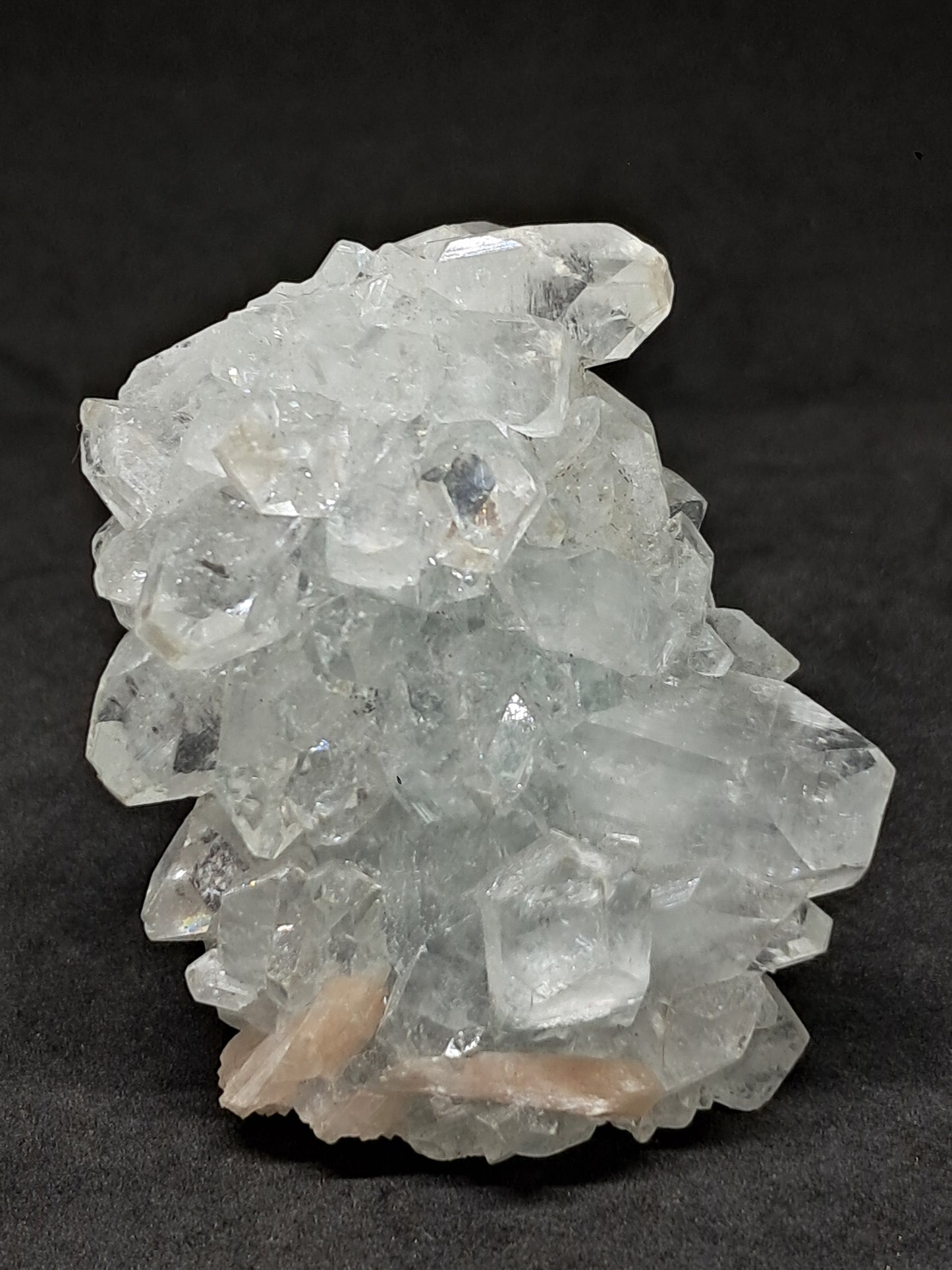 Clear Apophyllite w/ Stilbite Stalactite (Ajanta) Natural Crystal Cluster | Mineral Specimen #AP15eb