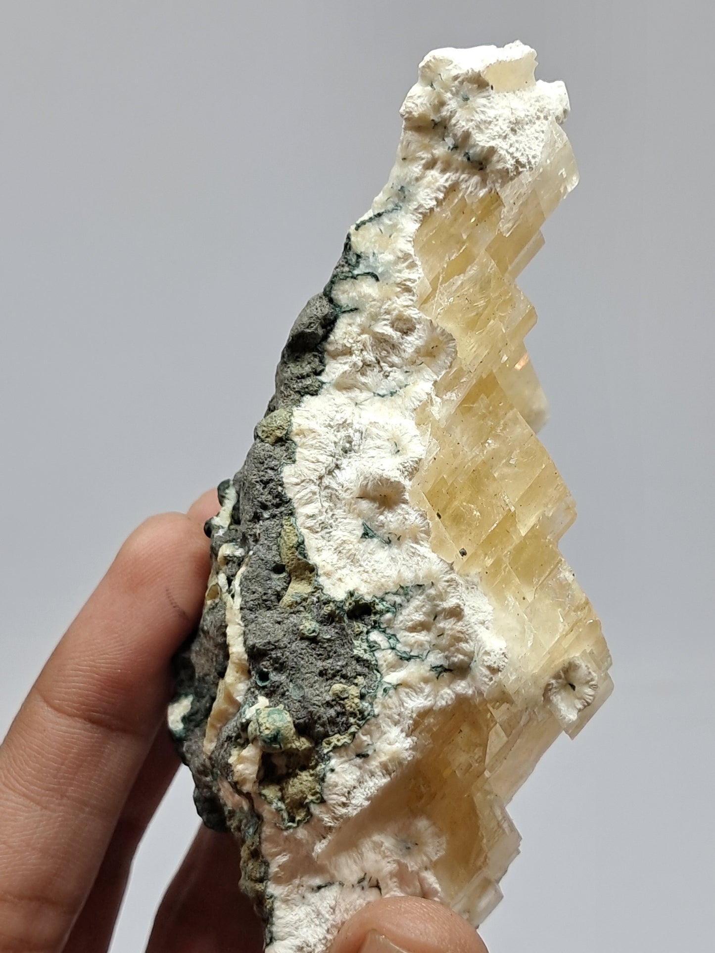 Honey Calcite w/ Okenite (India) Rough Crystal | Natural Stone | Mineral Specimen #CA16