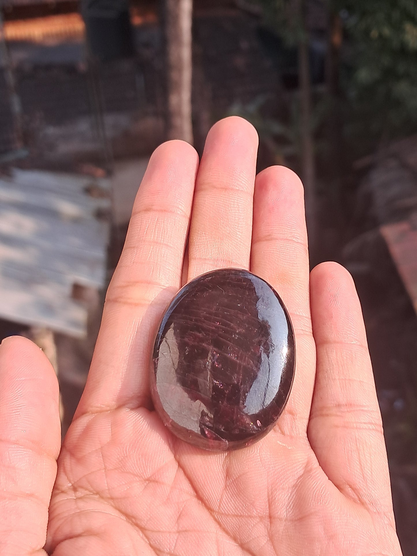 Piedra de palma de granate rojo | Piedra natural pulida #GR3