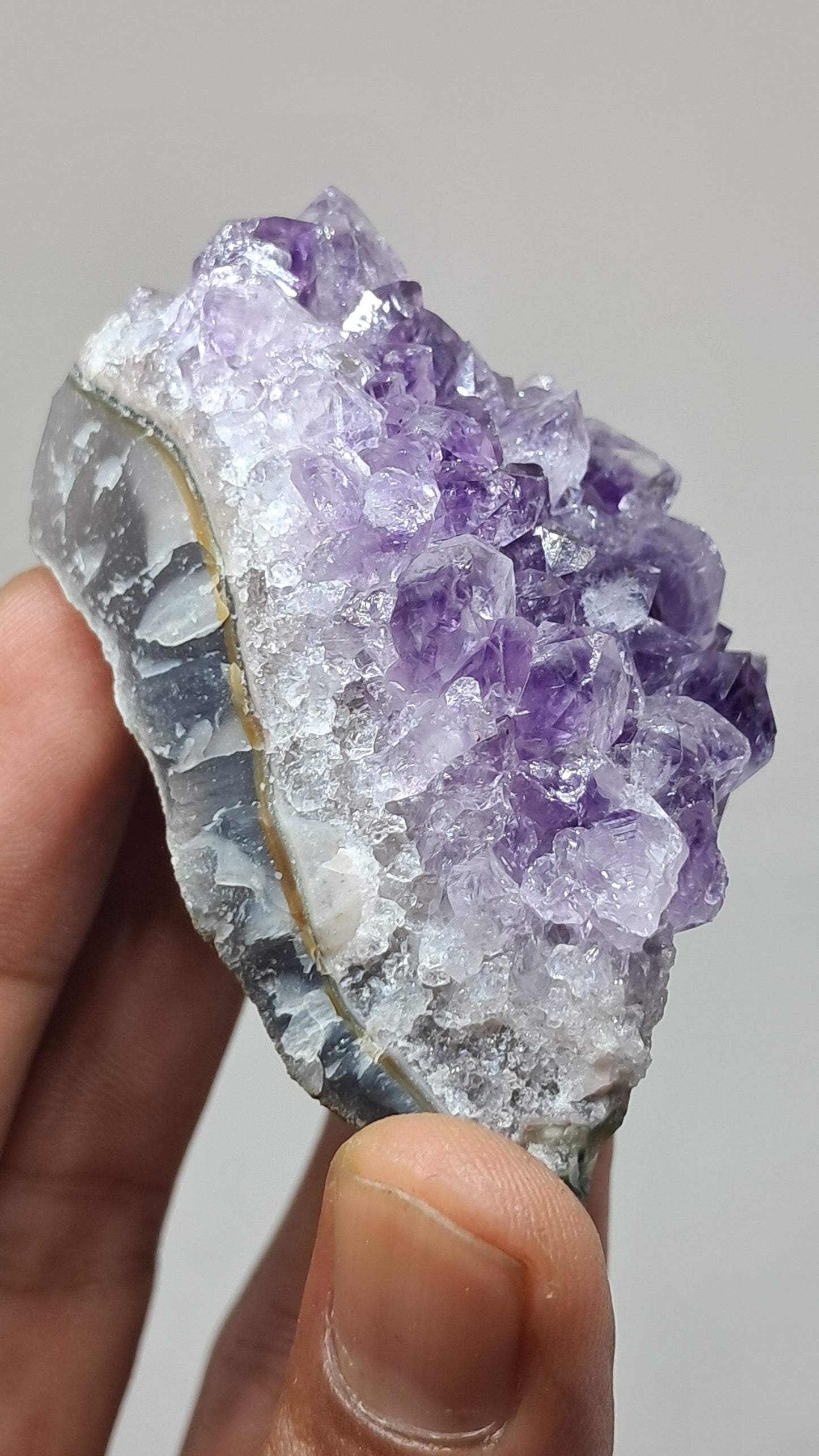 Amatista Morada Profunda Sobre Ágata (Brasil) | Drusa Natural | Mineral #AMB6