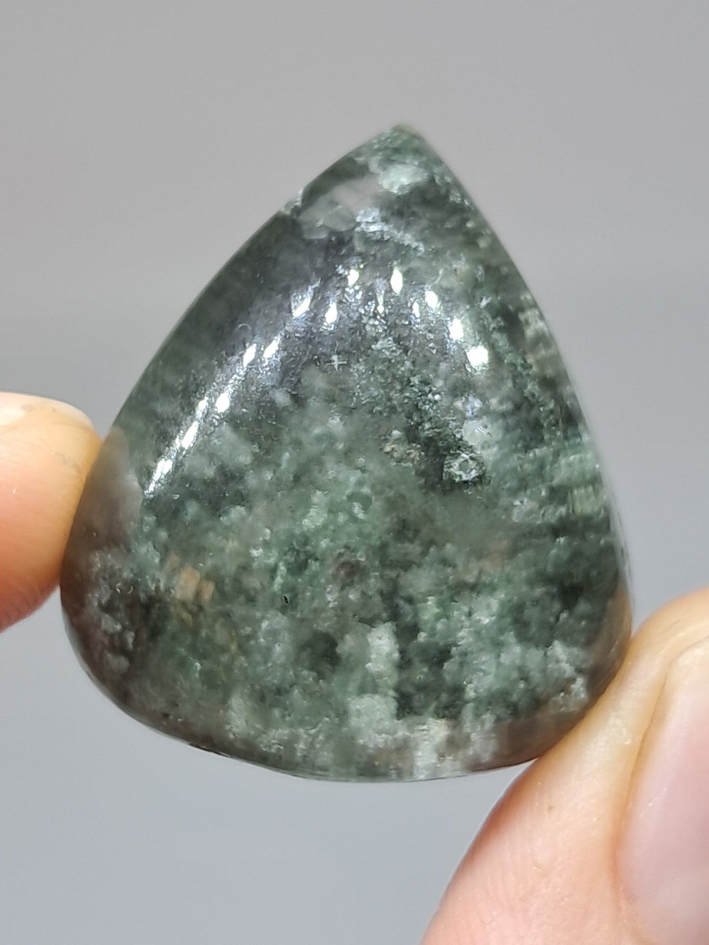 Chlorite Quartz w/ Rutile (Kullu) Half Rough Half Polished | Natural Stone | Cabochon #CH50