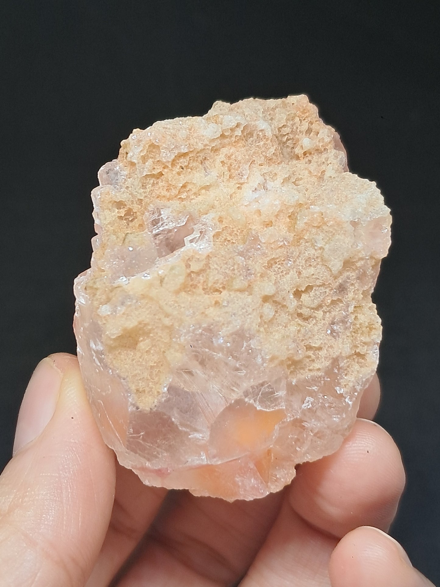 Calcita rojiza/rosa con mesolita *Hallazgo raro* (Pithampur) Cristal natural | Piedra en bruto | Muestra de mineral #CA30