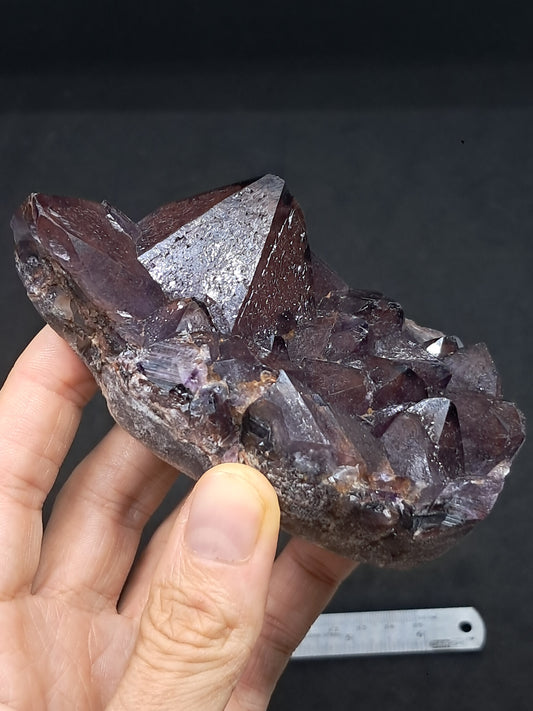 Amethyst Cluster w/ Hematite Inclusions & Record Keepers (Madhya Pradesh) | Mineral Specimen | Natural Stone #AM9