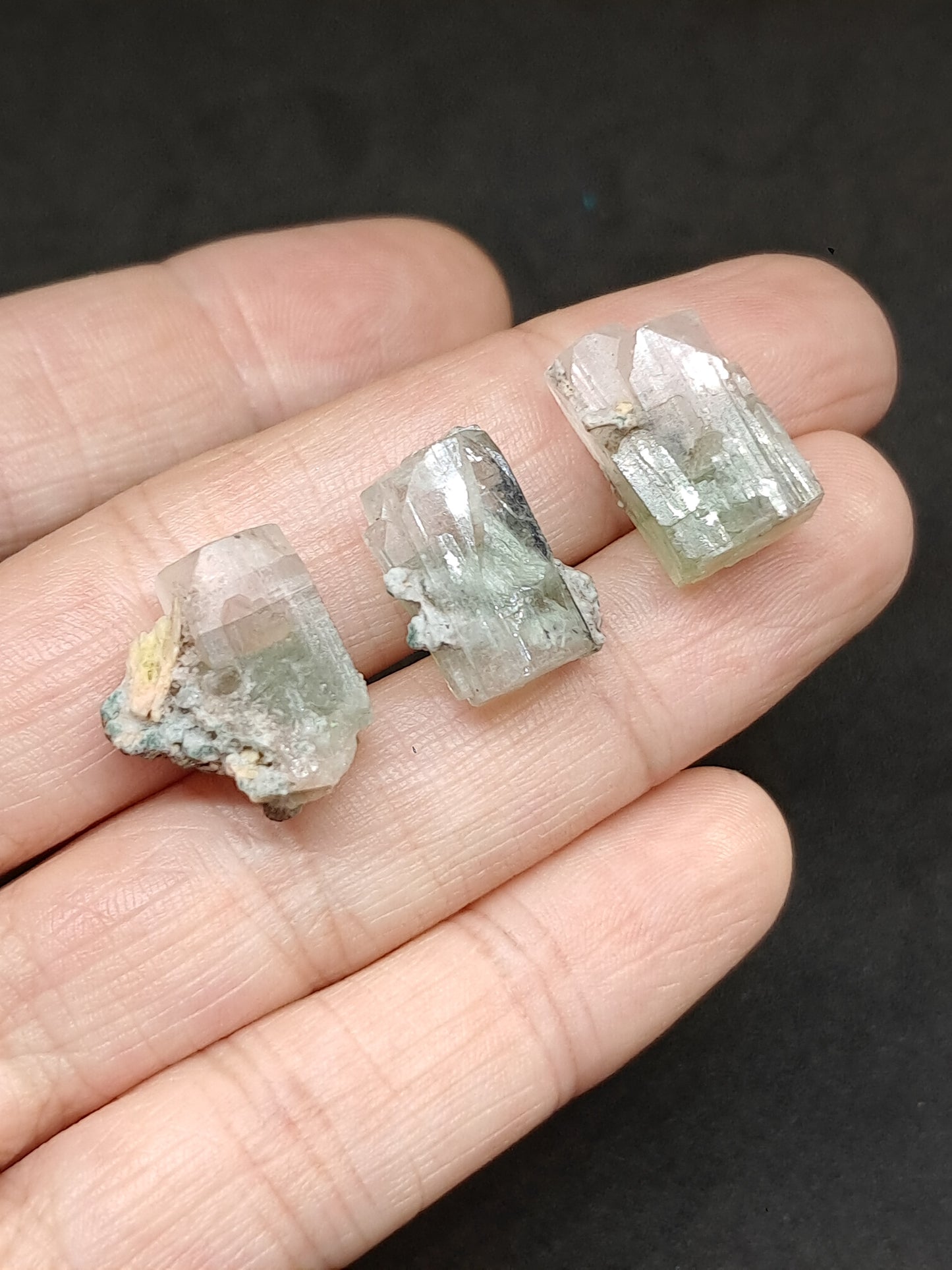 Set of 3 Small Green Apophyllites (Fluorapophyllites) (Ajanta) Rough Natural Crystals | Mineral Specimens #GA46