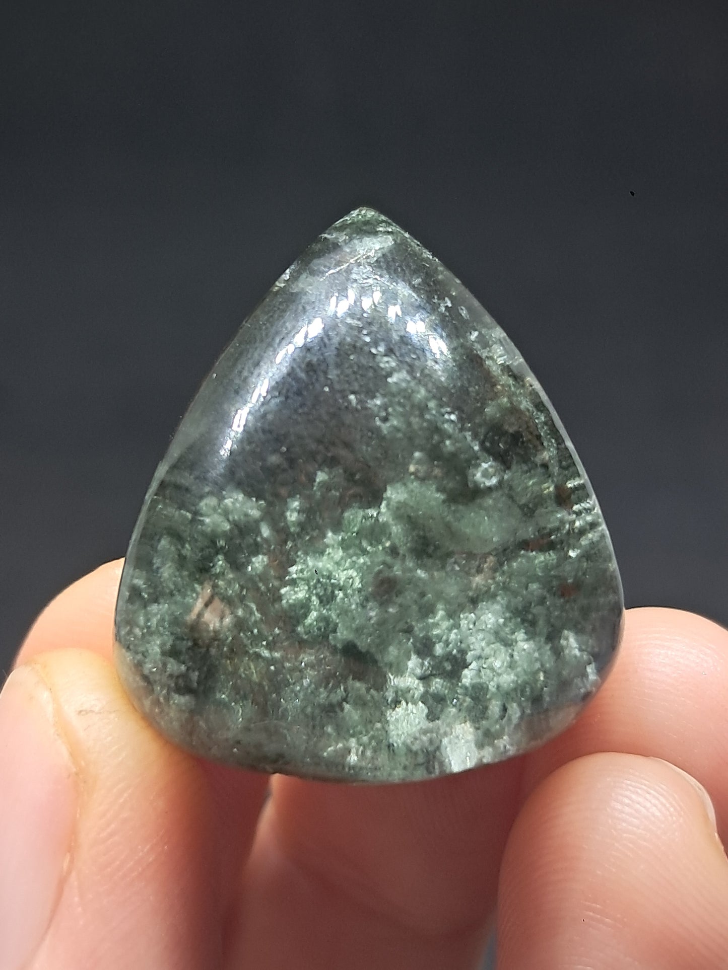 Chlorite Quartz w/ Rutile (Kullu) Half Rough Half Polished | Natural Stone | Cabochon #CH50