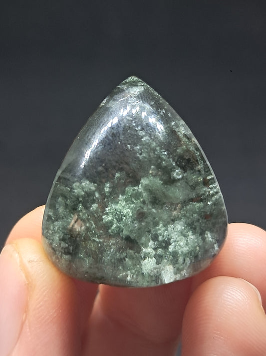 Chlorite Quartz w/ Rutile (Kullu) Half Rough Half Polished | Natural Stone | Cabochon #CH50