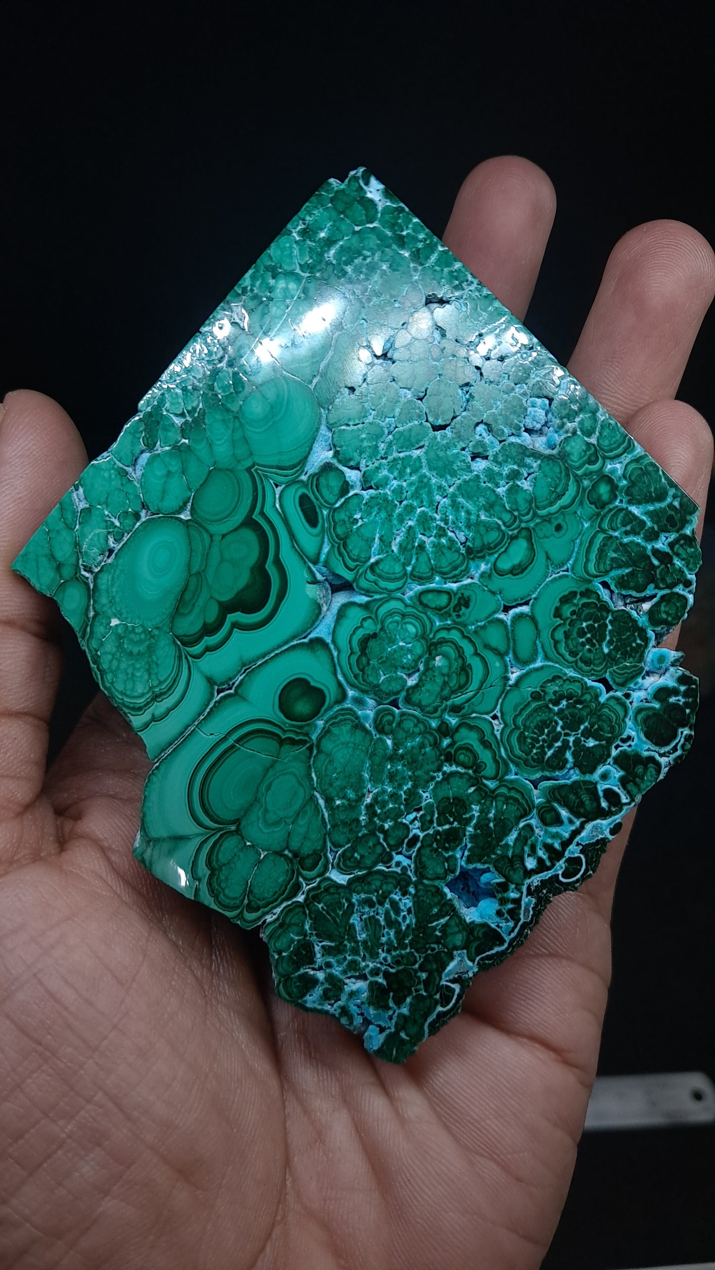 Malachite w/ Chrysocolla | Half Polished Half Rough | Natural Stone | Large Size | Beautiful Patterns #CM27