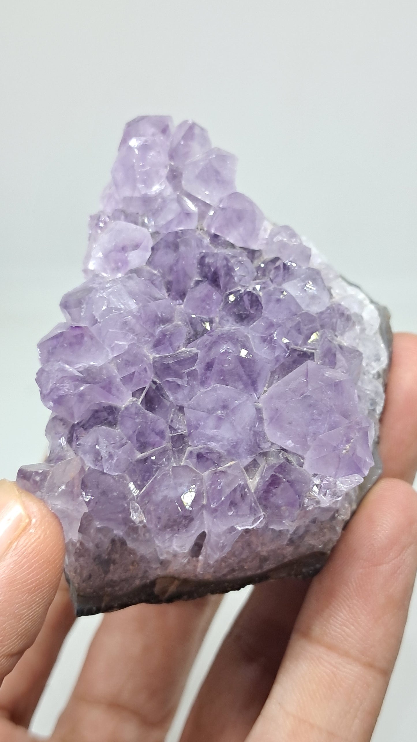 Amethyst Cluster On Banded Agate (Brazil) | Natural Crystal | Mineral Specimen #AMB14