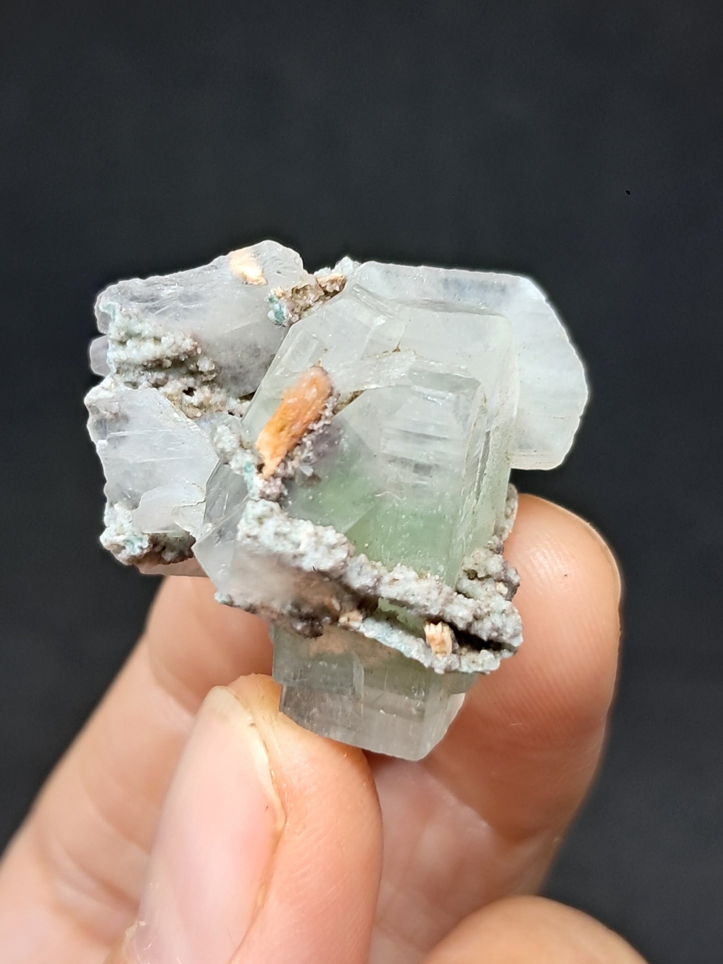 Green Apophyllite w/ Stilbite (Fluorapophyllite) (Ajanta) Natural Crystal | Mineral Specimen #GA44
