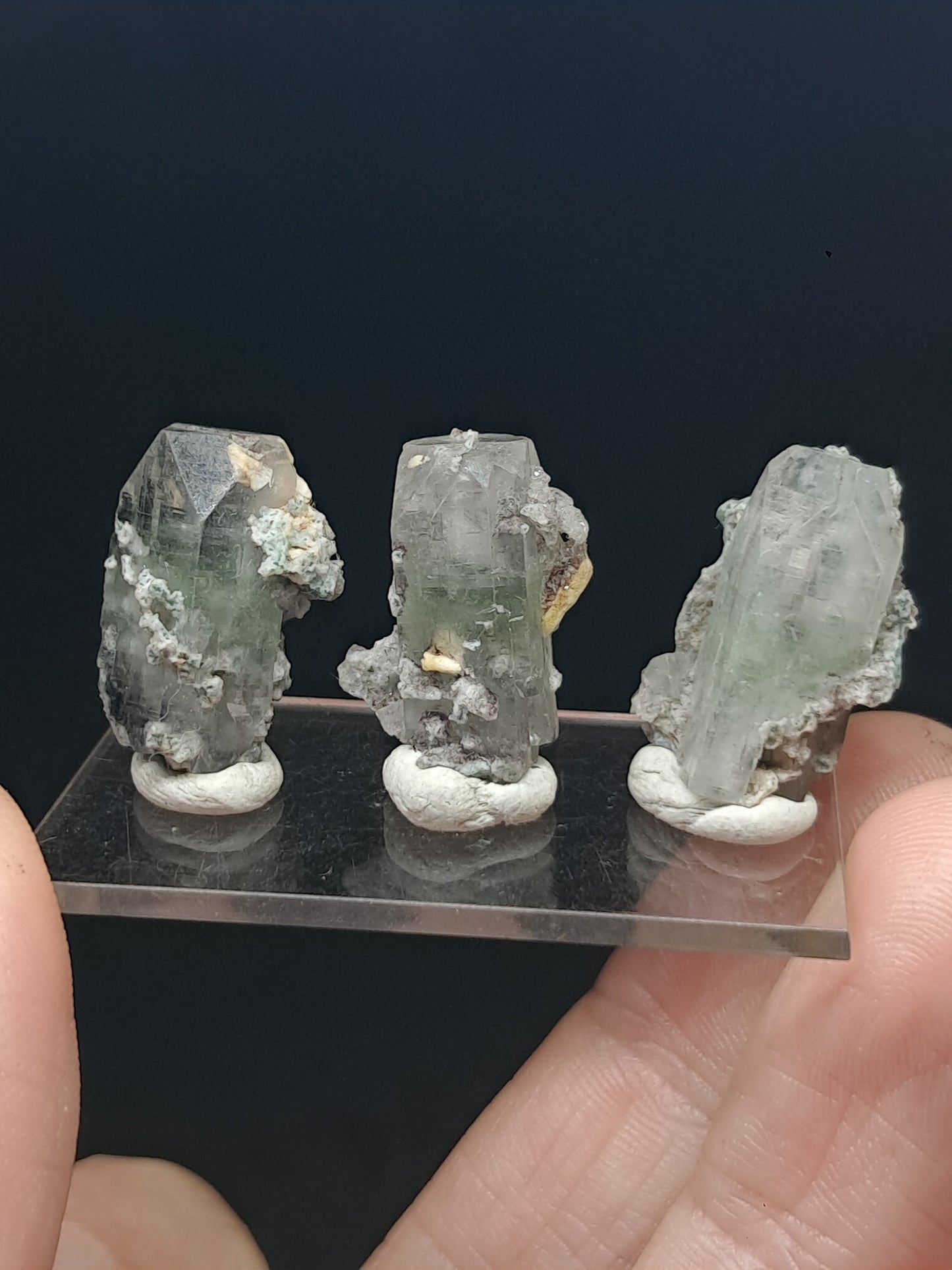 Set of 3 Small Green Apophyllites (Fluorapophyllites) (Ajanta) Rough Natural Crystals | Mineral Specimens #GA55