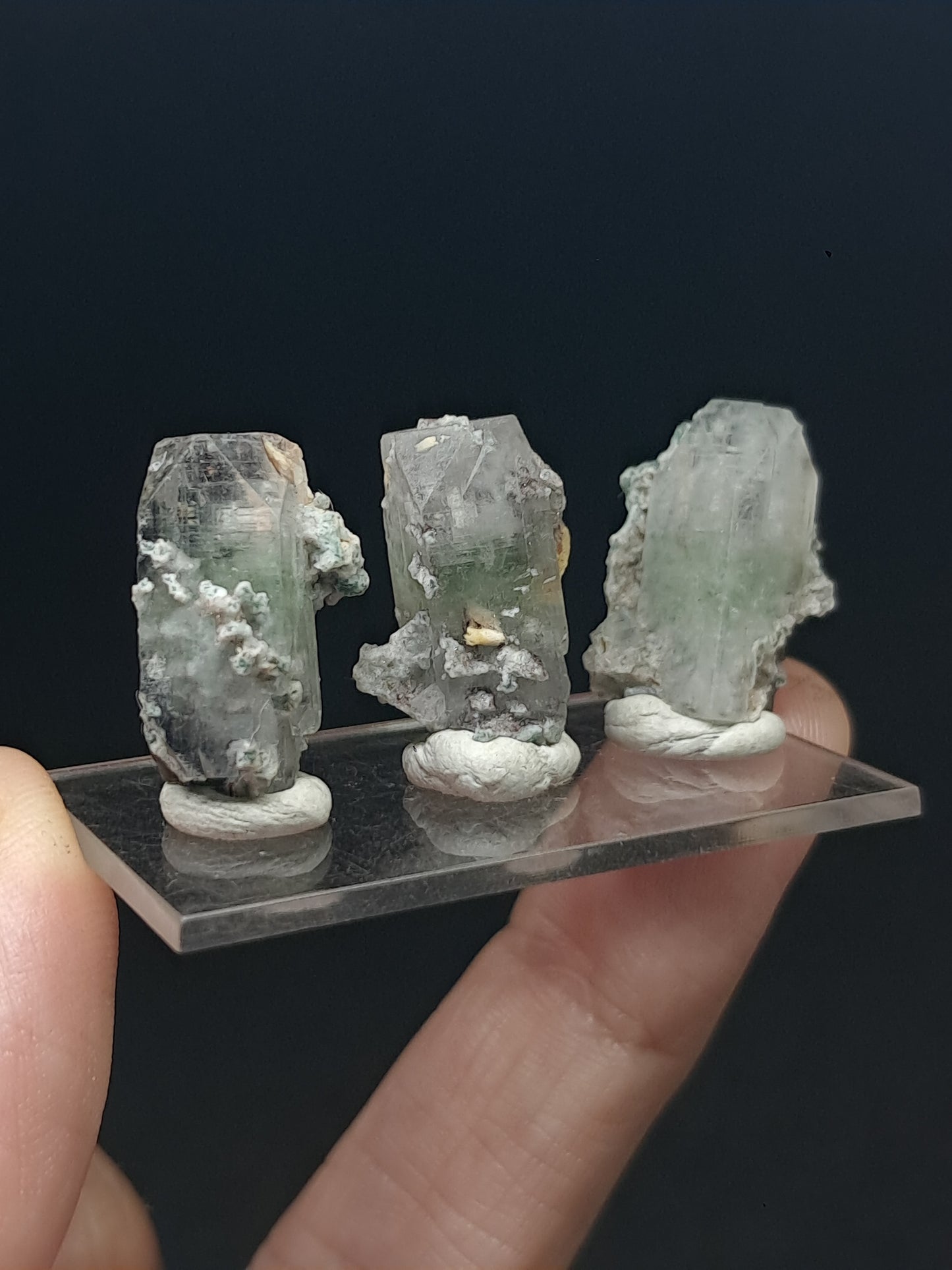 Set of 3 Small Green Apophyllites (Fluorapophyllites) (Ajanta) Rough Natural Crystals | Mineral Specimens #GA55