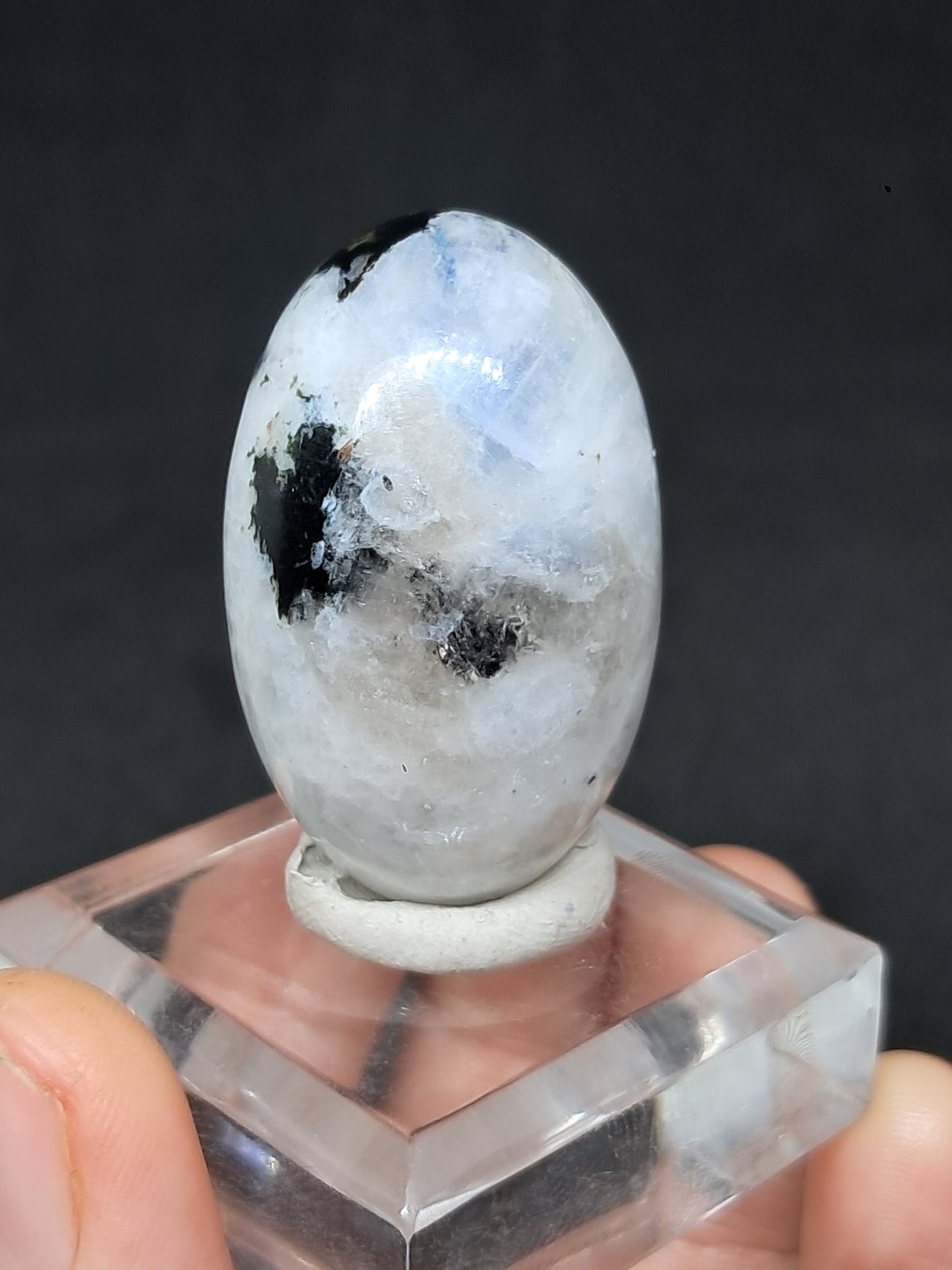 Rainbow Moonstone Shivalingam | White Labradorite | Natural Polished Stone