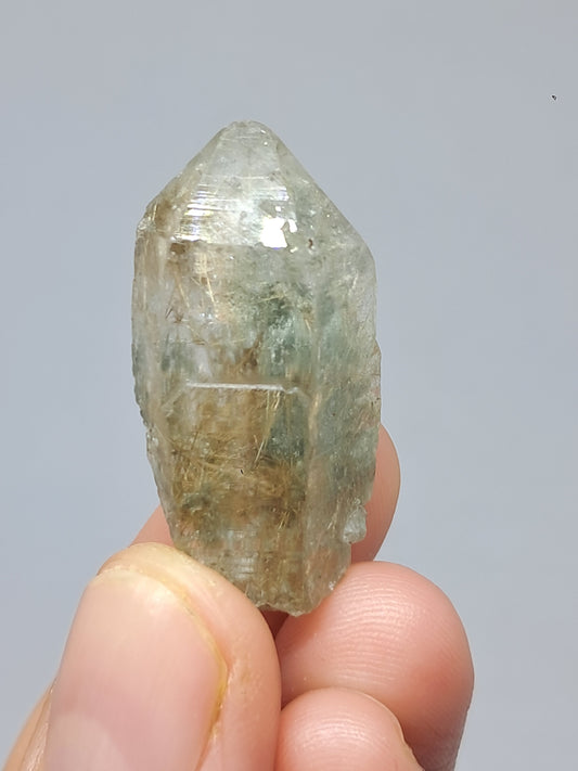 Quartz w/ Chlorite and Golden Rutile Inclusions (Kullu) Rough Stone | Natural Crystal Point | Mineral Specimen #CH47