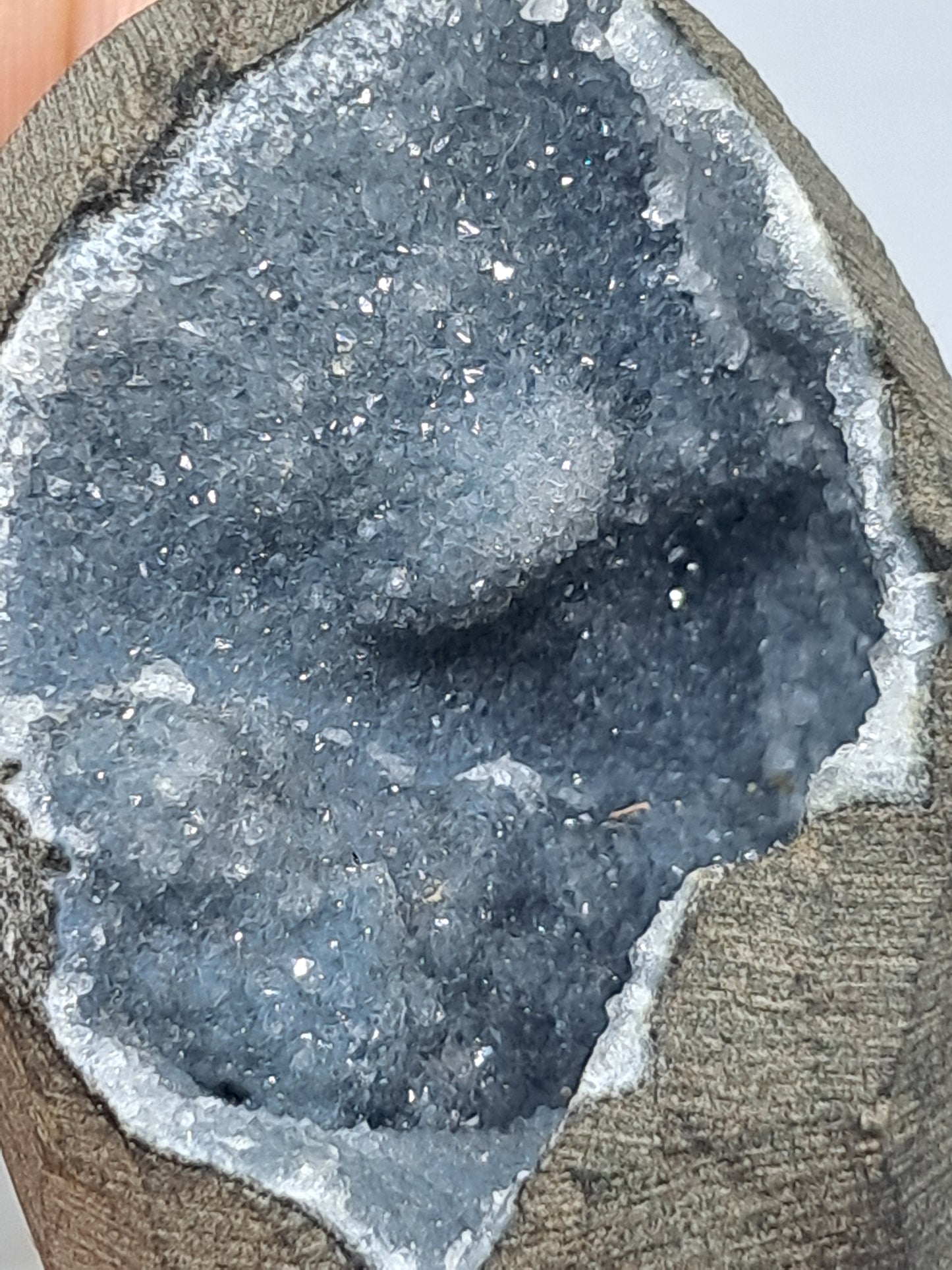 Grey / Blue Chalcedony in Basalt Geode (Nashik) | Natural Crystal | Rare Mineral #BC12