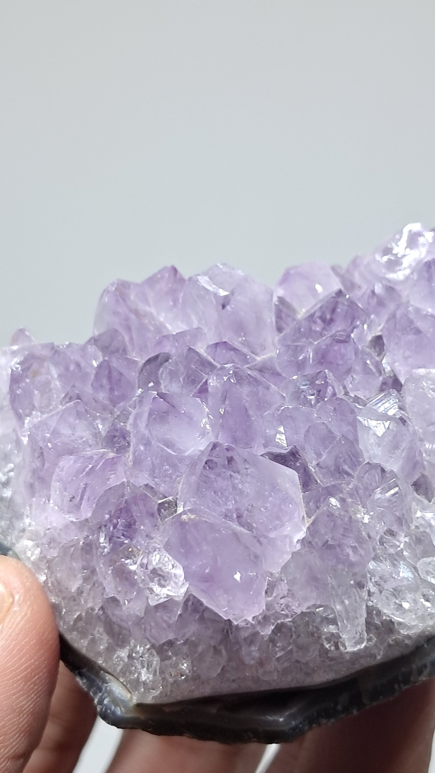 Amethyst Cluster On Banded Agate (Brazil) | Natural Crystal | Mineral Specimen #AMB14