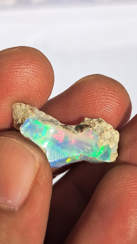 Natural Ethiopian Opal Rough | White Hydrophane Opal with Bright Play of Color #OP5