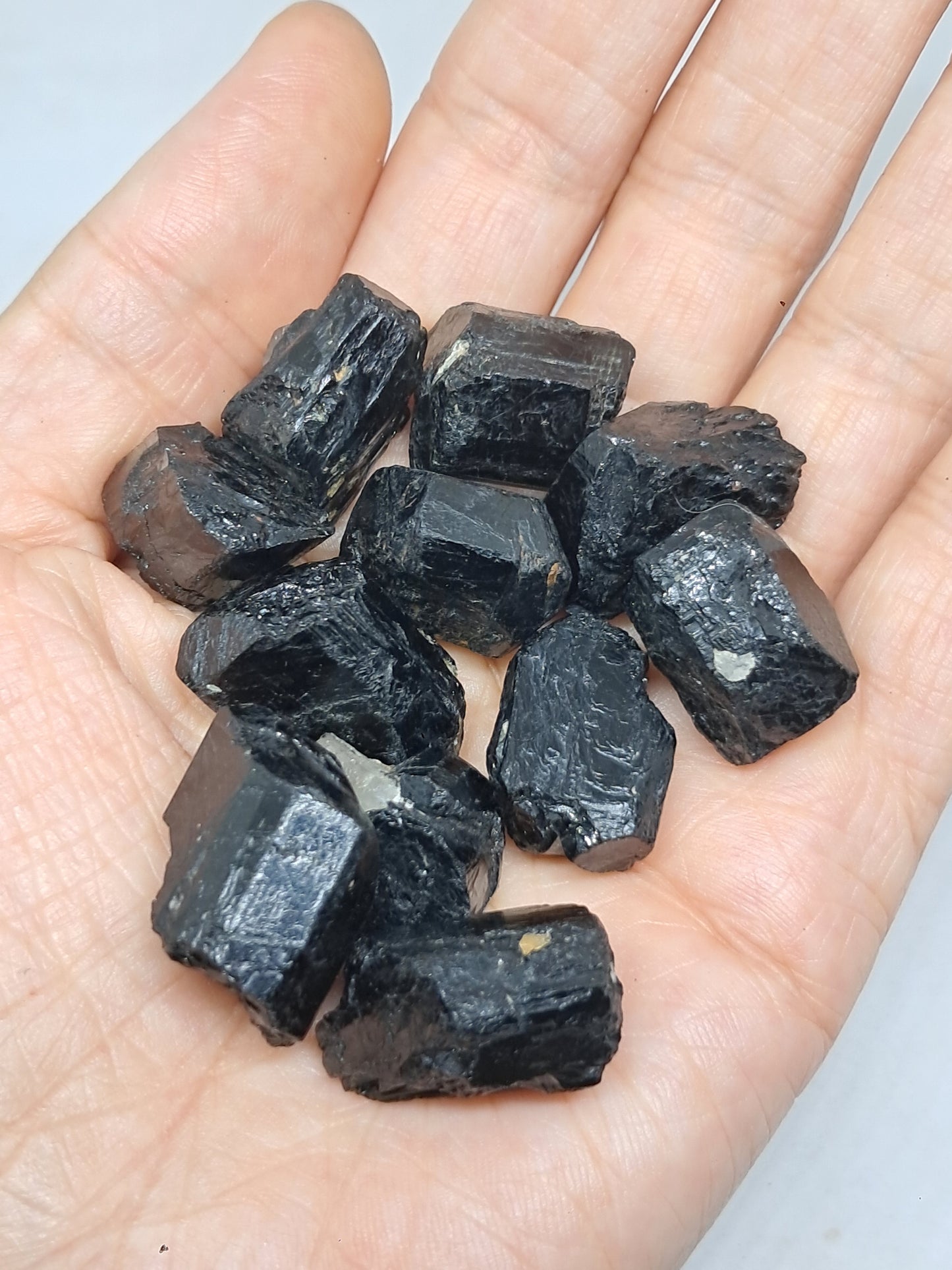 Small Black Tourmaline Crystals (Karnataka) Natural Stone | Mineral Specimen #BT3