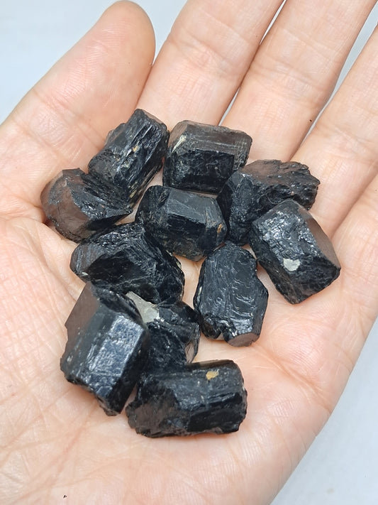 Small Black Tourmaline Crystals (Karnataka) Natural Stone | Mineral Specimen #BT3