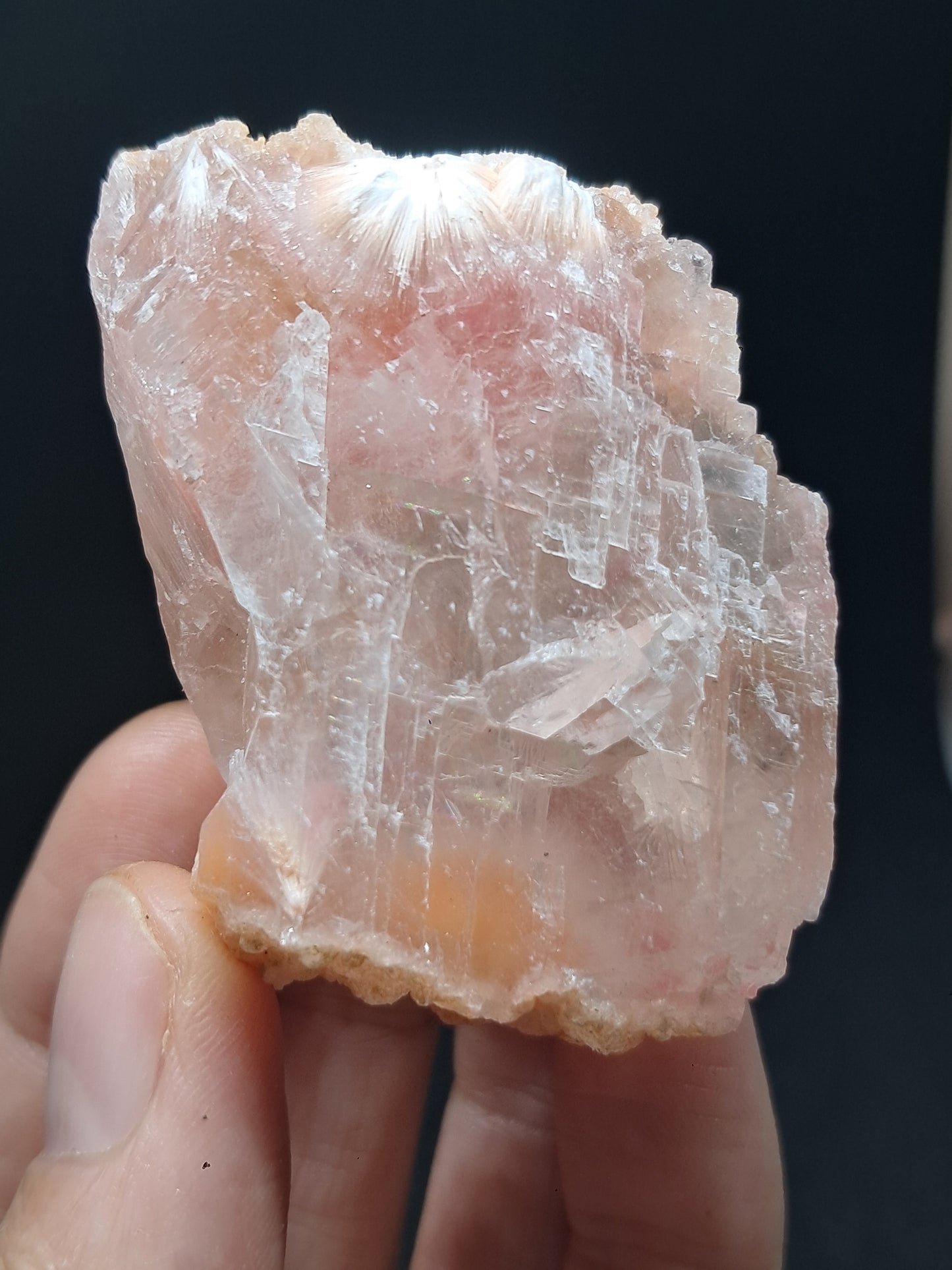 Calcita rojiza/rosa con mesolita *Hallazgo raro* (Pithampur) Cristal natural | Piedra en bruto | Muestra de mineral #CA30
