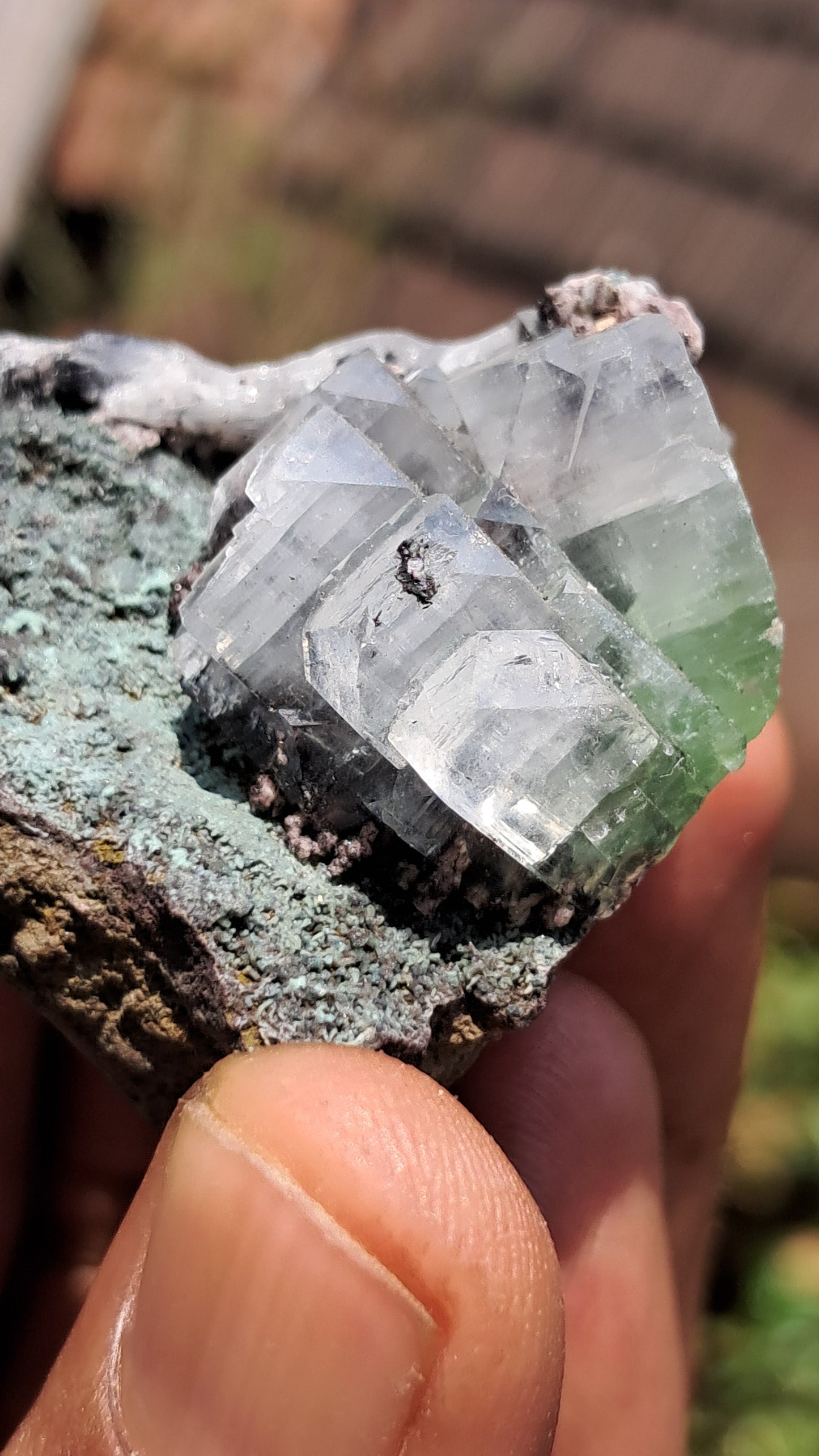 Apofilita Verde (Fluorapofilita) en Matriz (Ajanta) Cristal Natural | Muestra Mineral #GA21