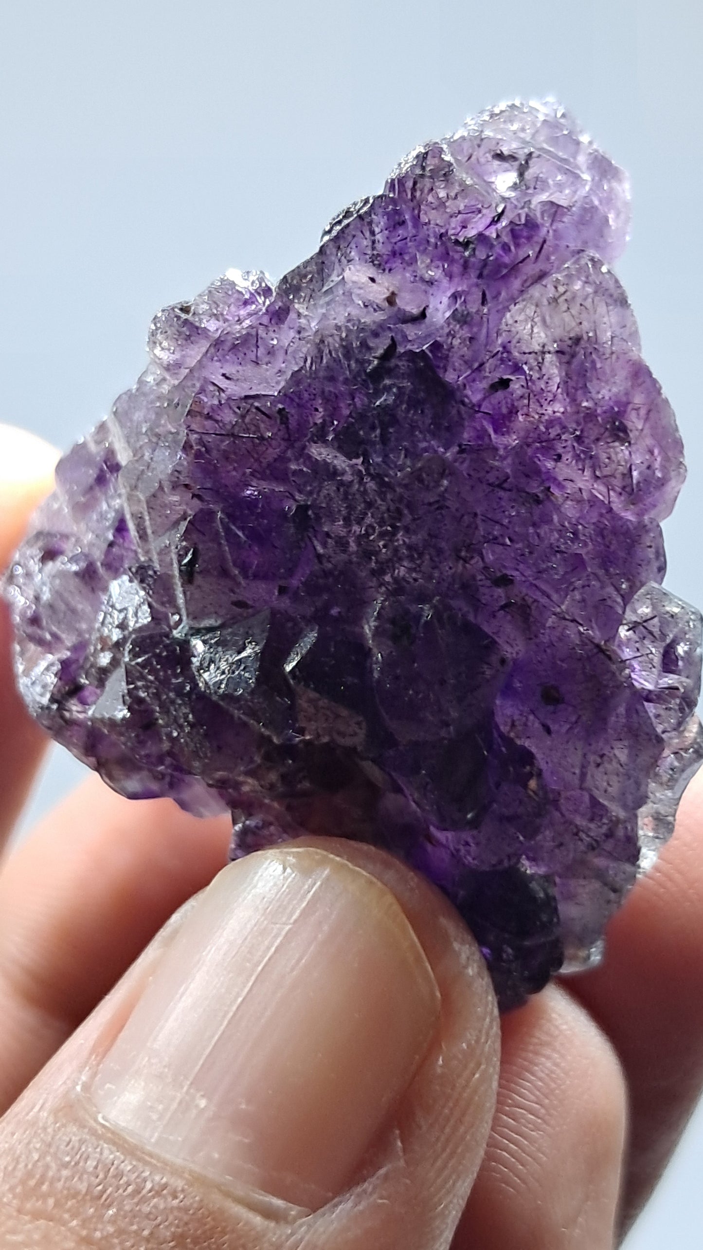 Amatista Elestial Morada Profunda | Inclusiones de Hematita Goetita Rutilo | Cristal Natural | Espécimen Mineral #KA196