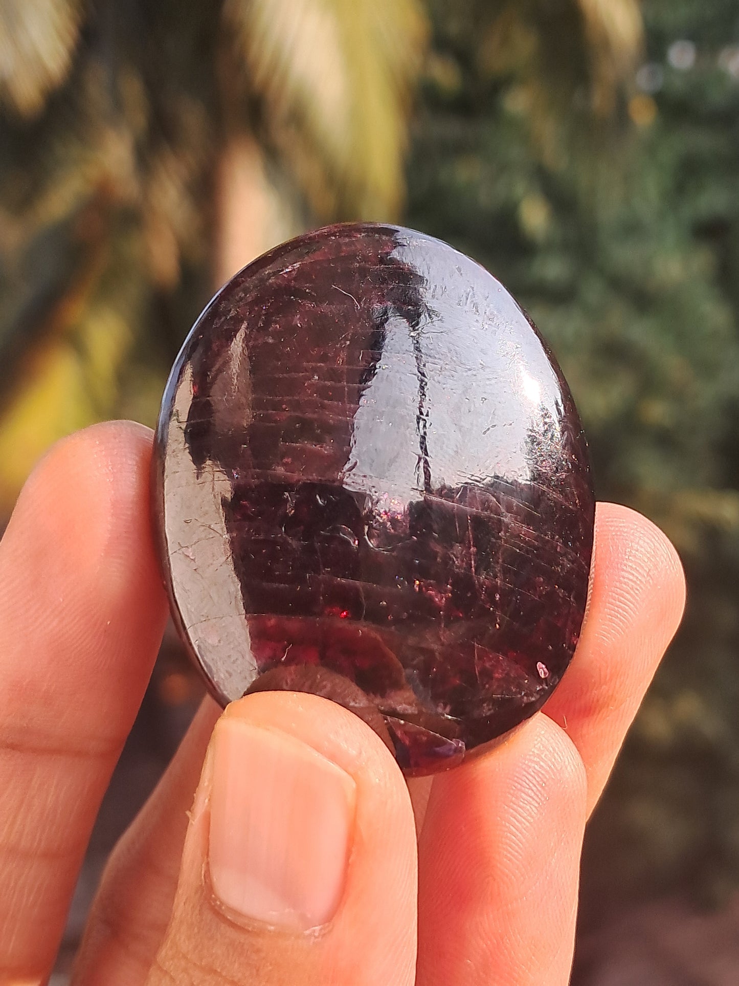 Piedra de palma de granate rojo | Piedra natural pulida #GR3