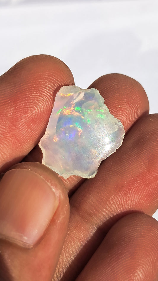 Natural Ethiopian Opal Rough | White Hydrophane Opal with Bright Play of Color #OP8