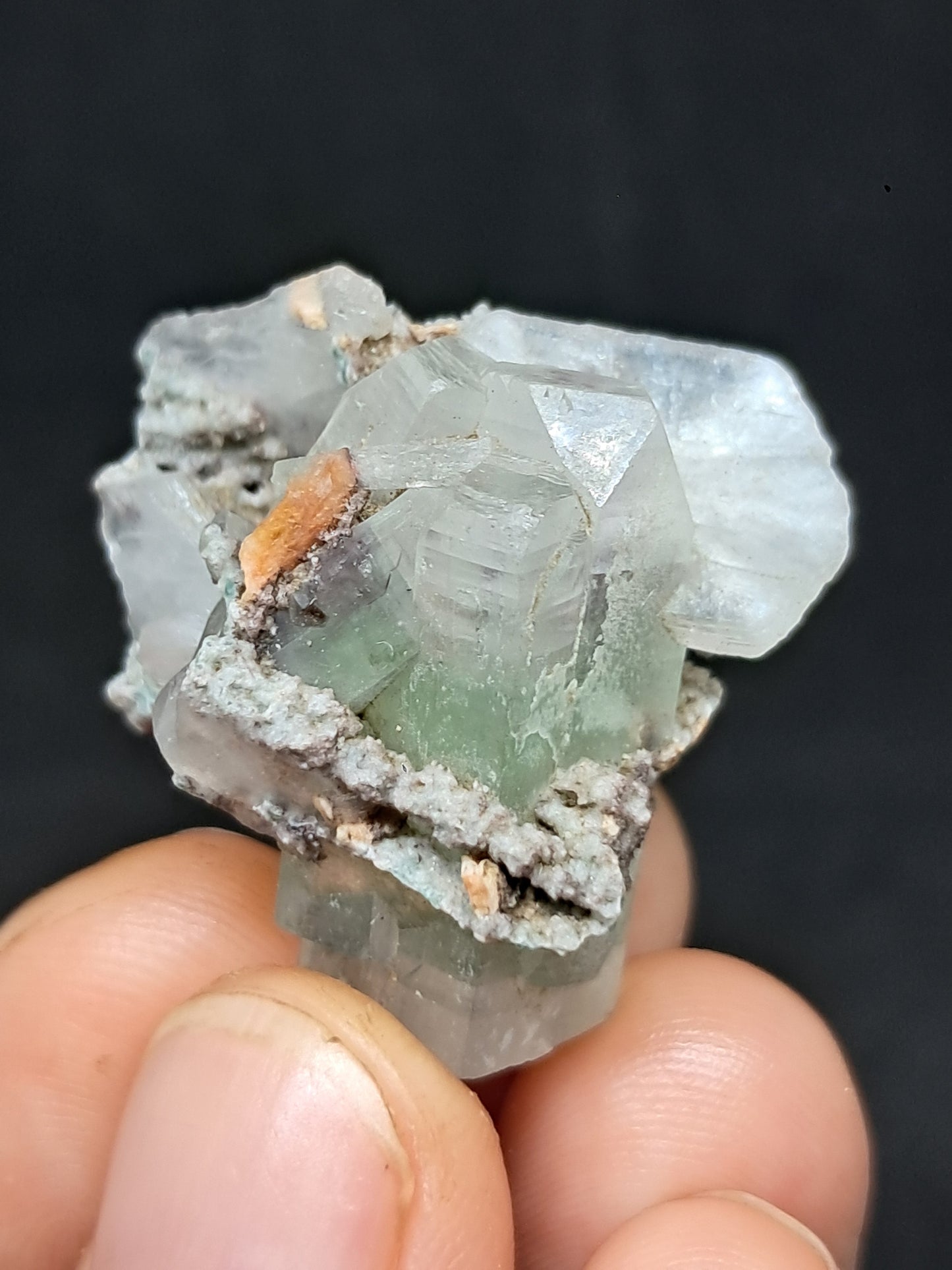 Green Apophyllite w/ Stilbite (Fluorapophyllite) (Ajanta) Natural Crystal | Mineral Specimen #GA44