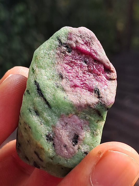 Ruby Zoisite w/ Hornblende (Tanzania) Rough Stone | Natural Specimen #RZ11