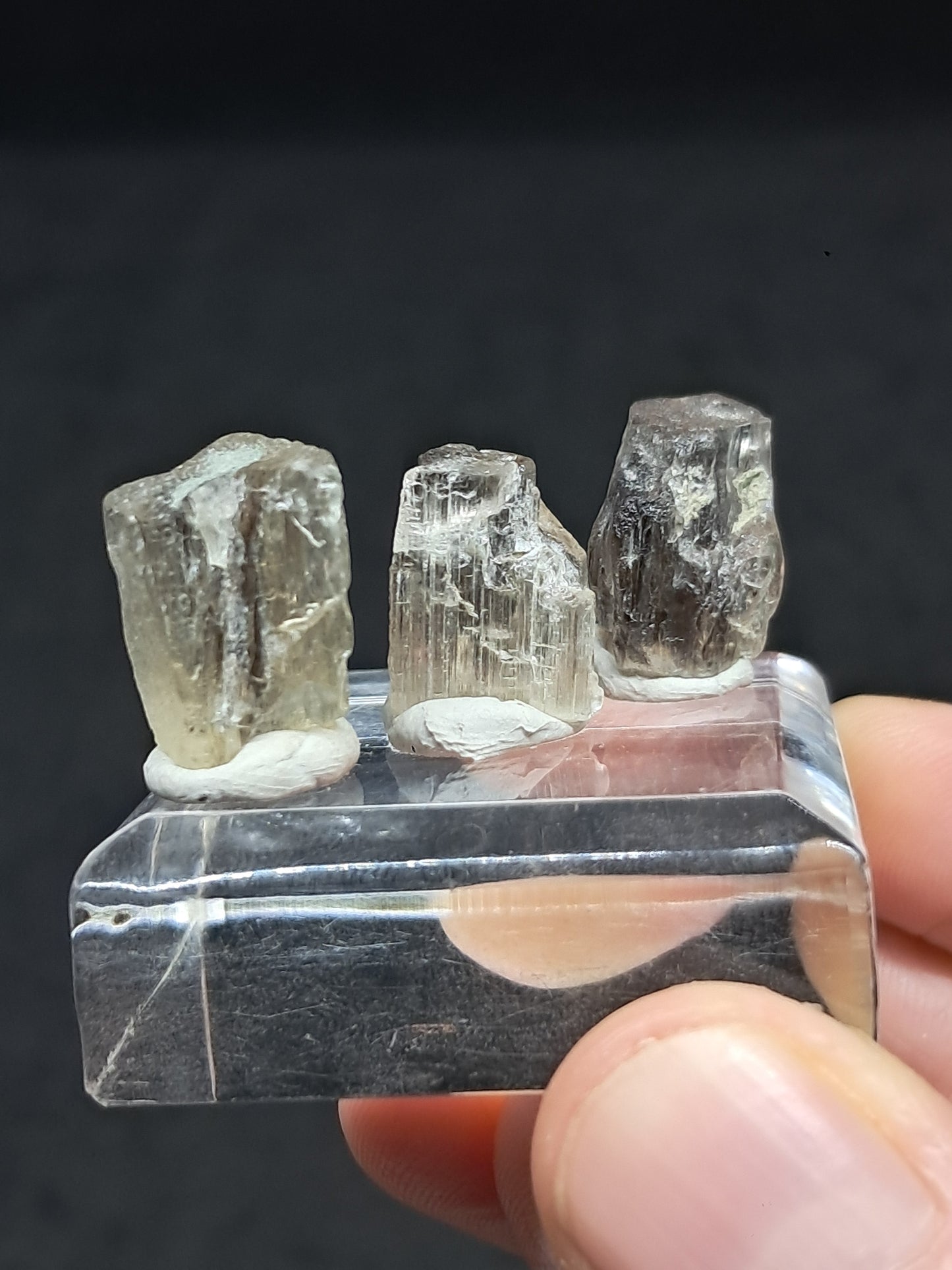 Set of 3 Fluorescent Scapolite Crystals (Karur) UV Reactive | Rough Stone | Natural Mineral Specimen #SCP28