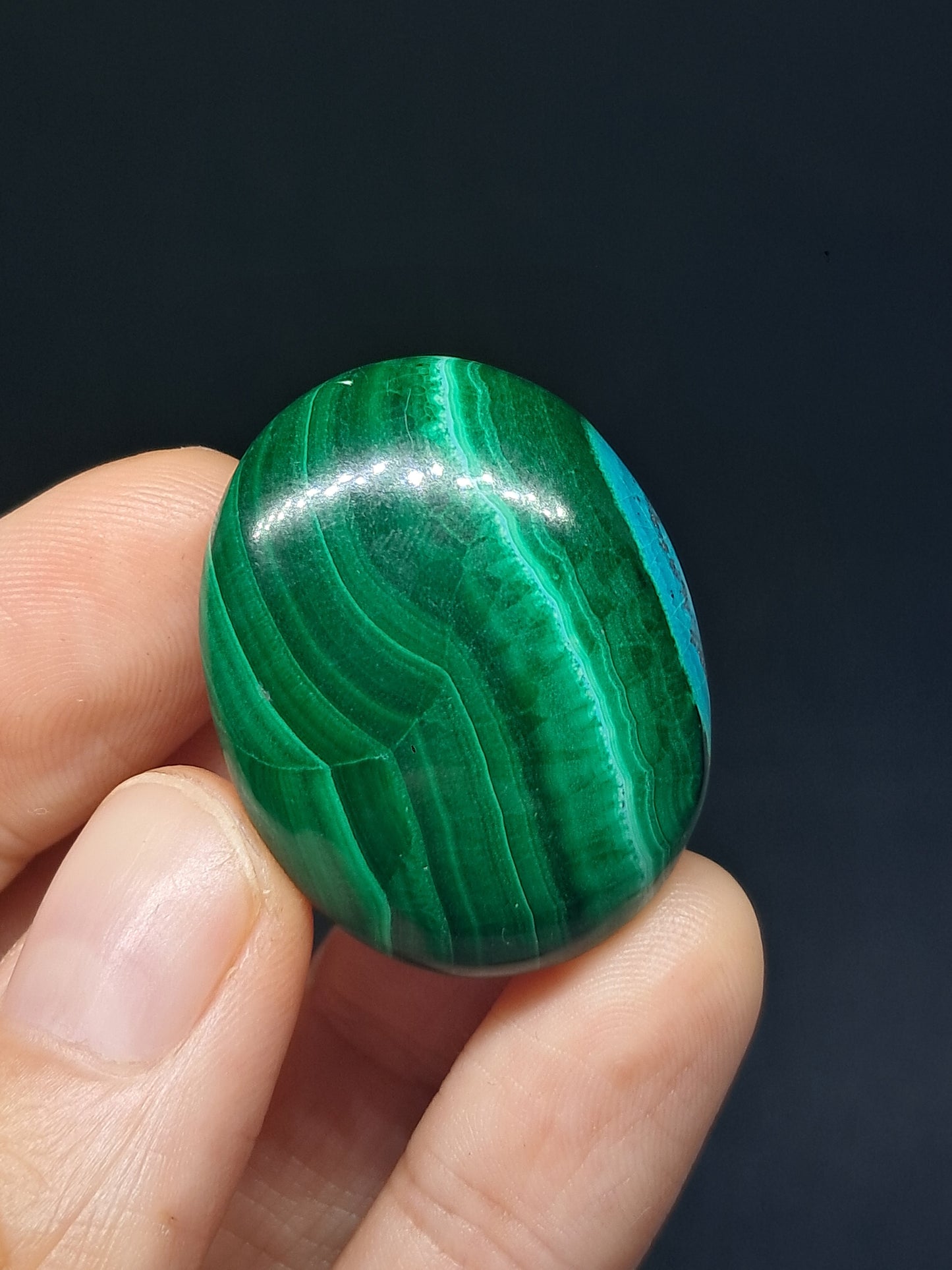 Chrysocolla w/ Malachite Palmstone | Good Quality Natural Stone