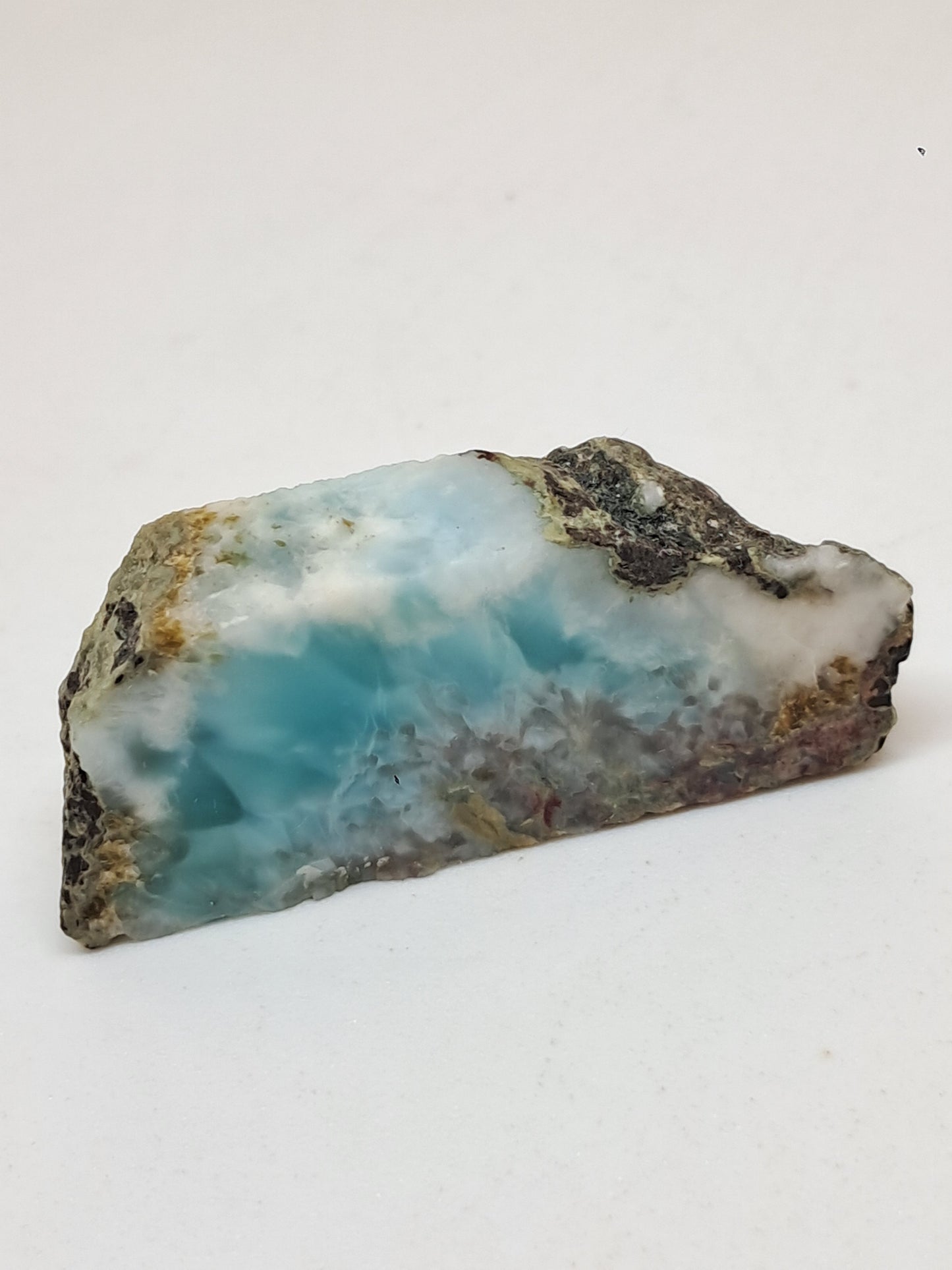 Rough Slice of Larimar w/ Hematite Inclusions (Dominican Republic) Raw Stone | Natural Rock #LM37