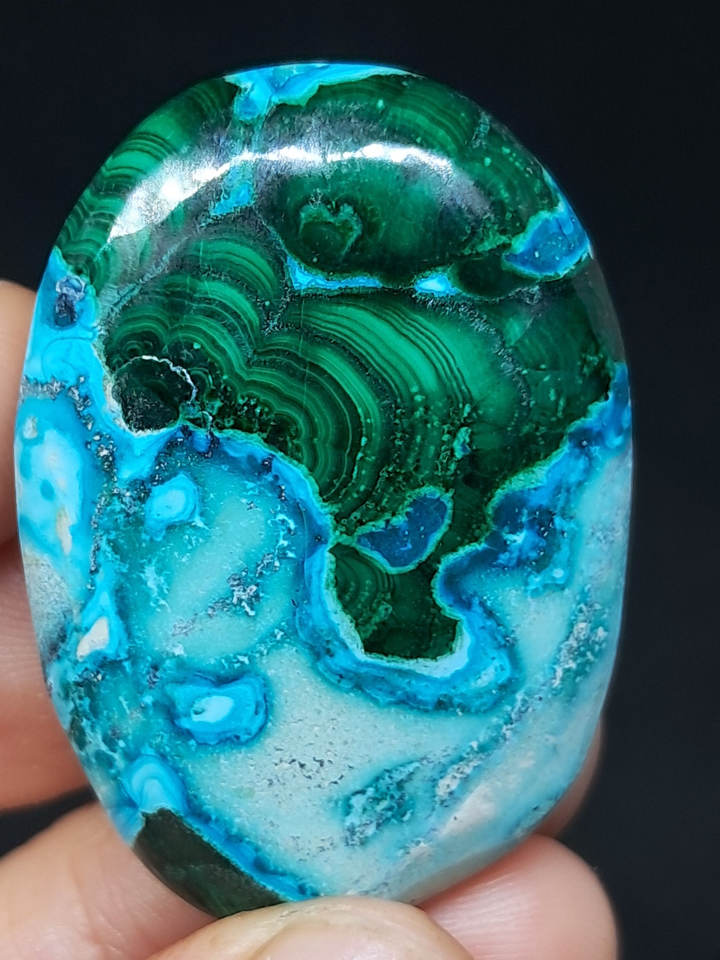 Chrysocolla Malachite Palmstone | Polished Natural Stone | Good Quality